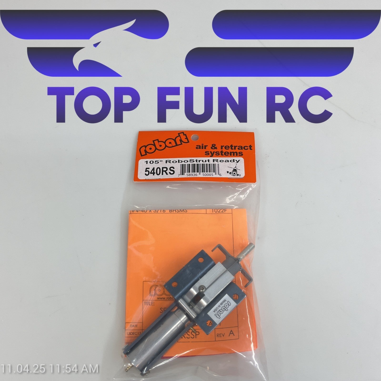 ROBART 540RS 105° RETRACTS ROBOSTRUT READY FOR TOP RC CORSAIR AIRPLANE