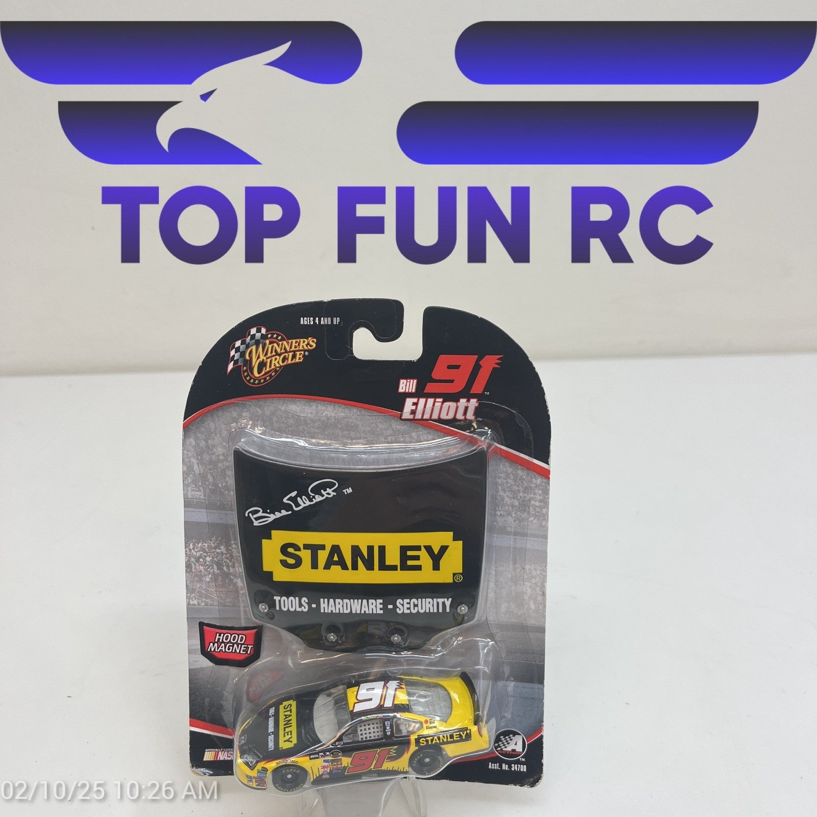 Winners Circle Bill Elliott #91 Stanley Tools Hardware & Security Hood Magnet