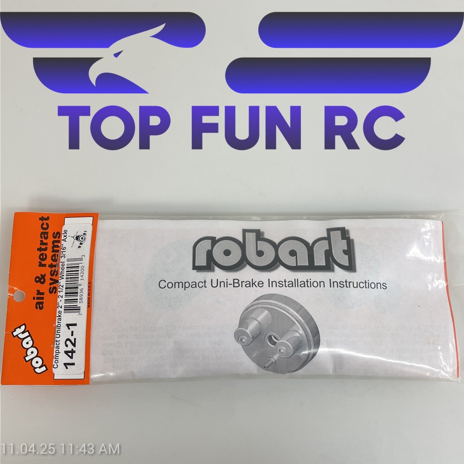 ROBART 142-1 COMPACT UNI-BRAKES For 2" - 2 3/4" 3/16" Axle AIRPLANE WHEELS