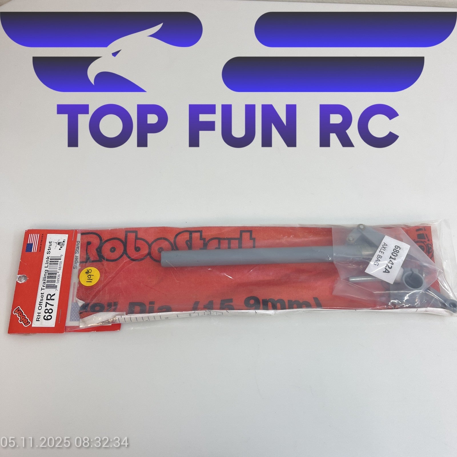 ROBART 687R-RH OFFSET TRAILING LINK STRUT FOR LARGE SCALE RC PLANES UP TO 55 LBS