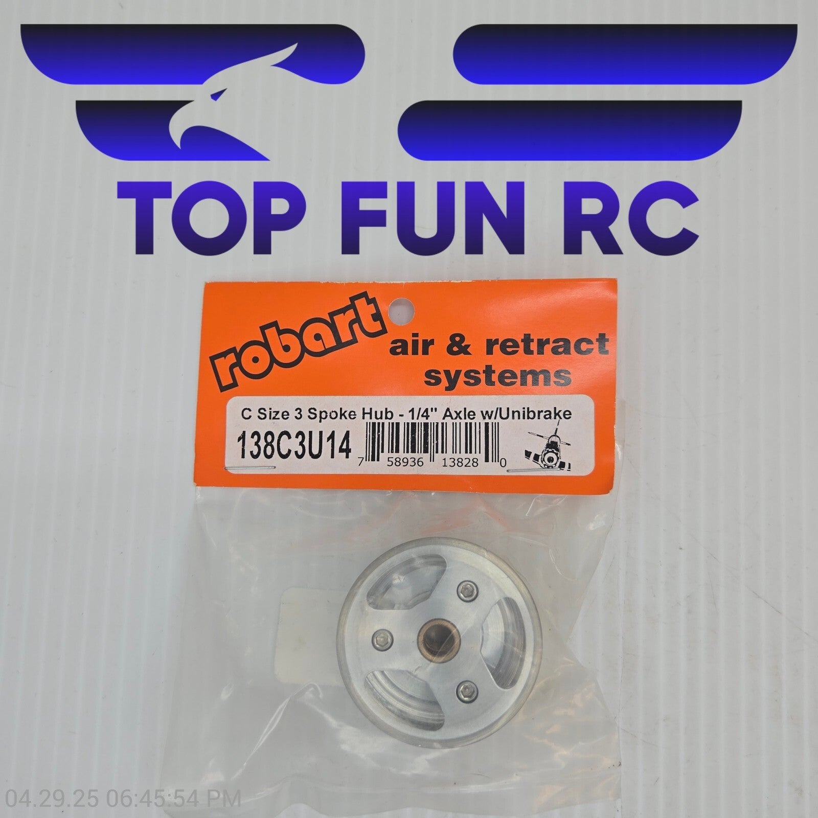 Robart RC 138C3U14 C Size 3 Spoke Hub-1/4" Axle w/ UniBrake