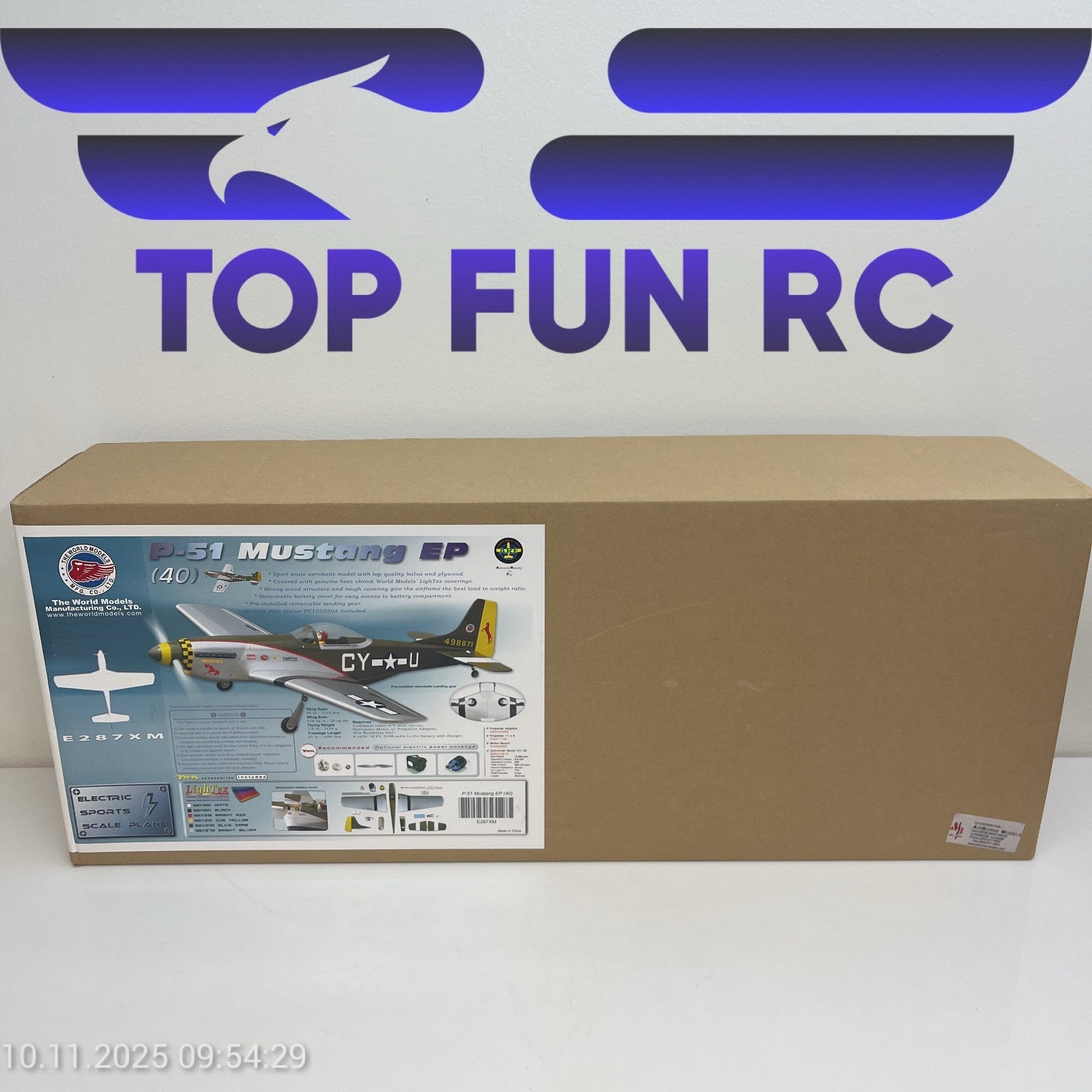 THE WORLDS MODELS P-51 MUSTANG EP (40) WARBIRD COLOR MODEL AIRCRAFT KIT ARF