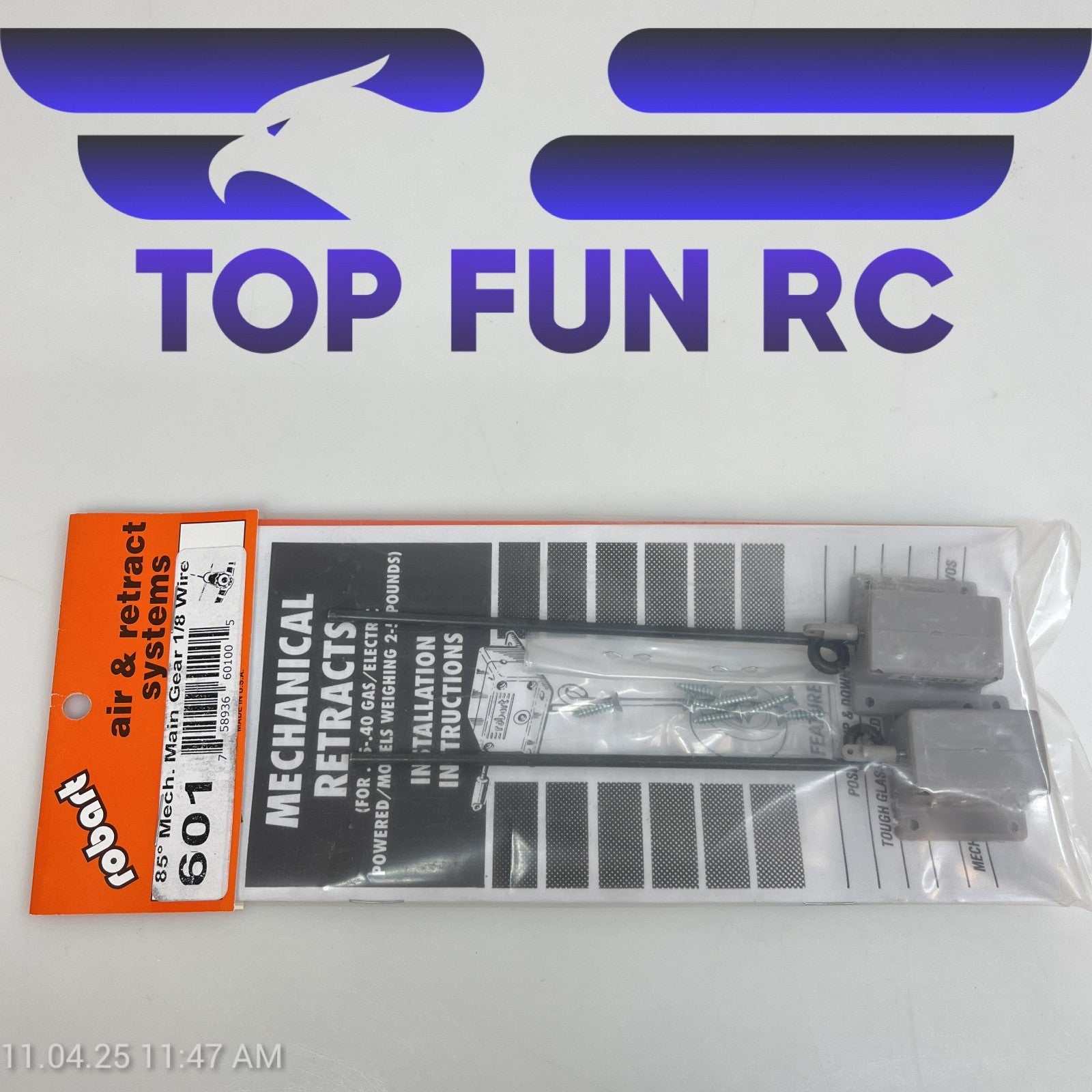 ROBART 601 85° MECHANICAL MAIN RETRACTS FOR .15-.40 SIZE AIRCRAFT CLASS