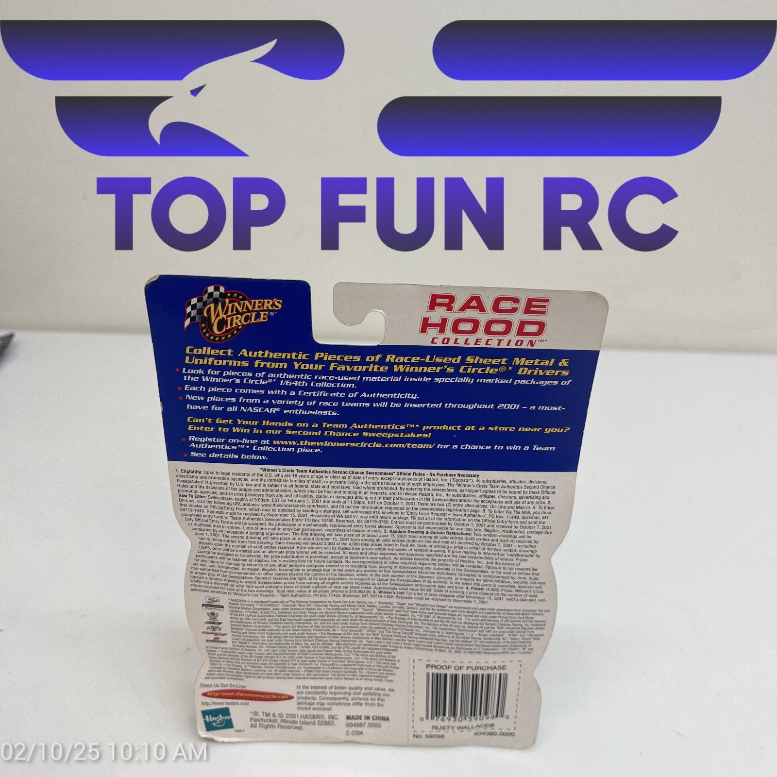 Winners Circle Rusty Wallace #2 Mobil 1 Race Hood Collection Diecast