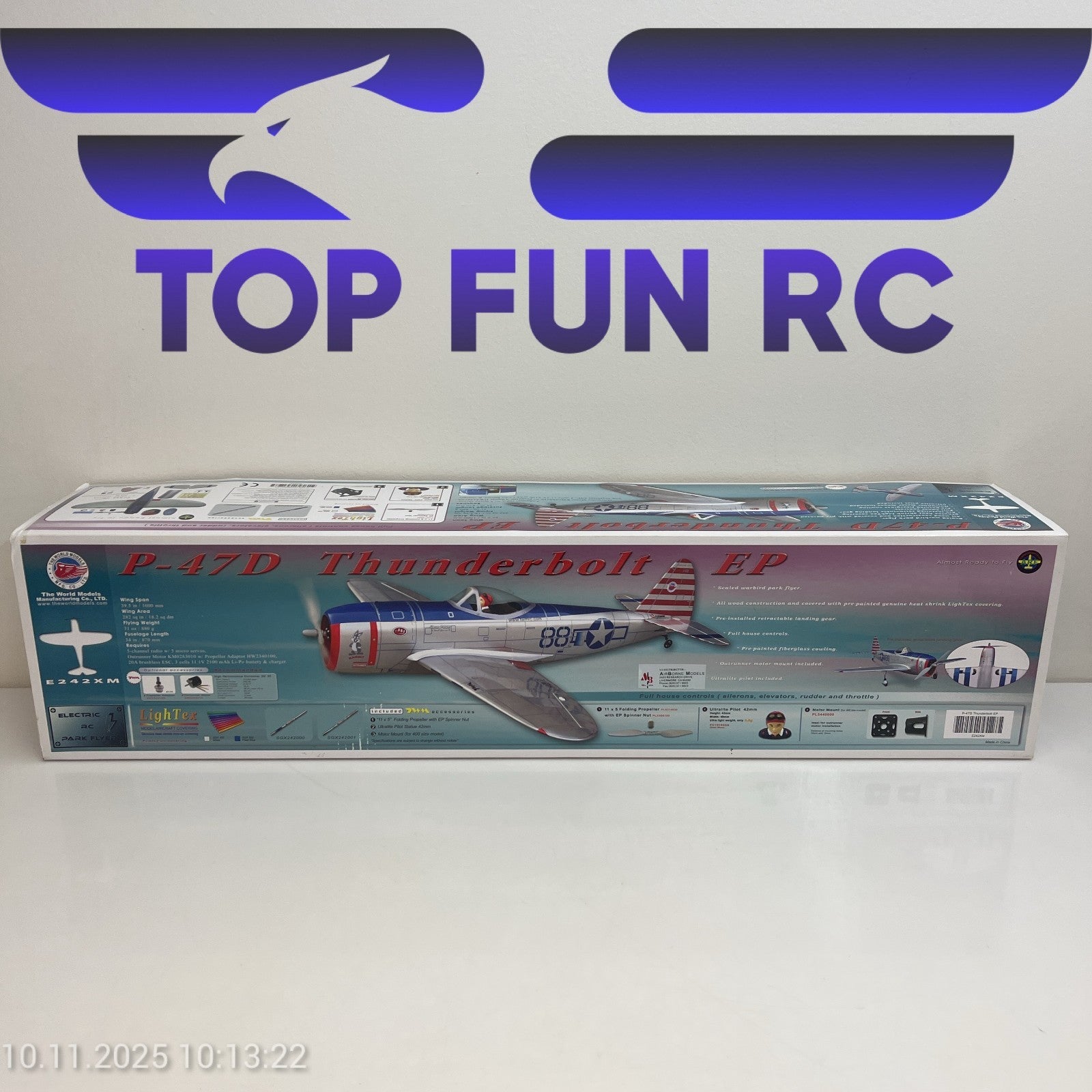 THE WORLD MODELS E242XM P-47D THUNDERBOLT EP AIRPLANE MODEL KIT ARF