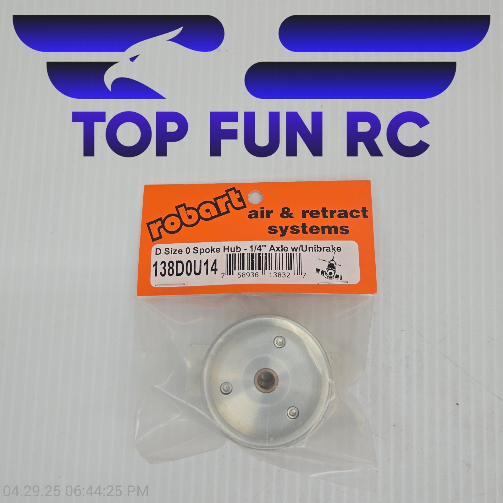 Robart RC 138D0U14 D Size 0 Spoke Hub-1/4" Axle w/ UniBrake