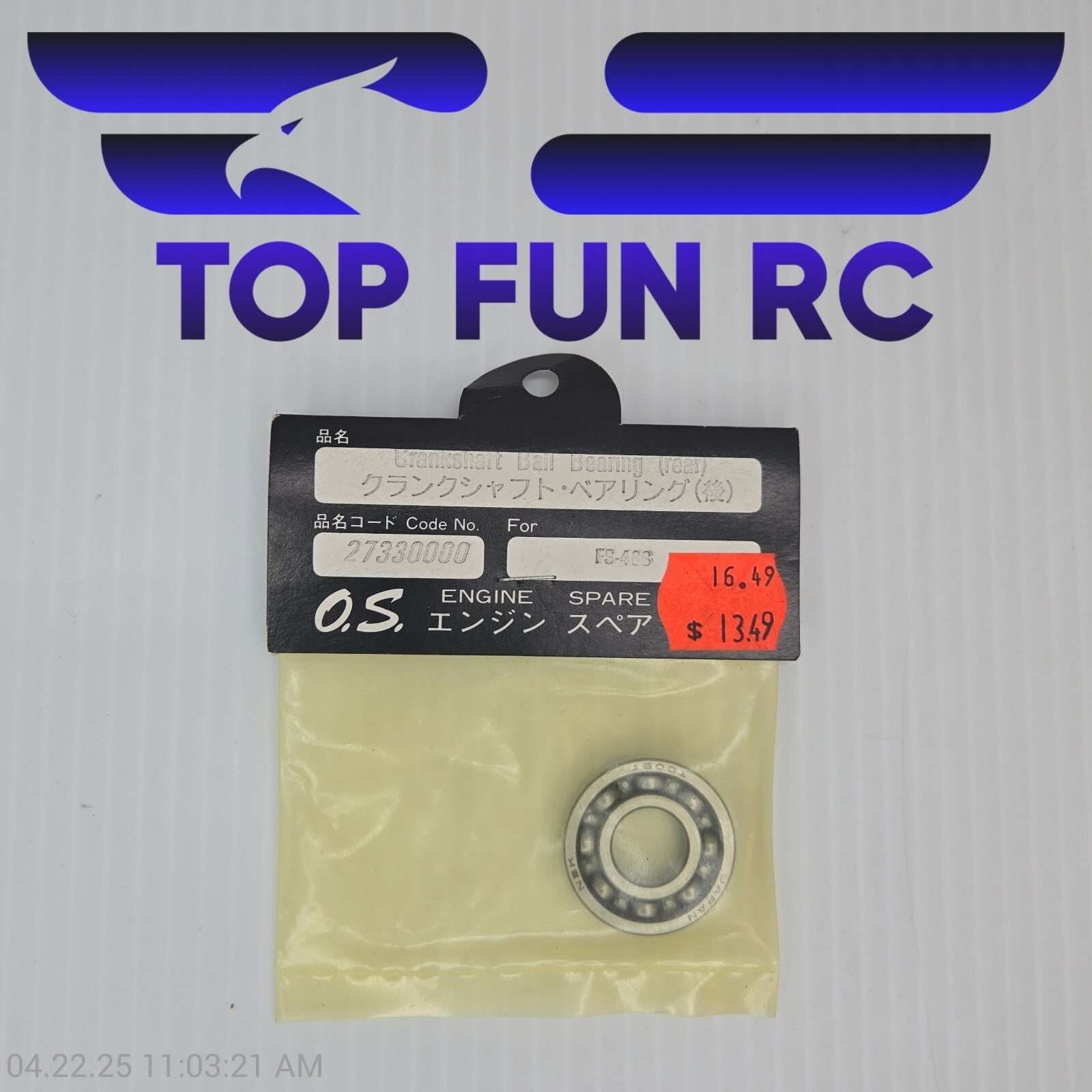 O.S. RC 27330000 Crankshaft Ball Bearing (Rear) For FS-486