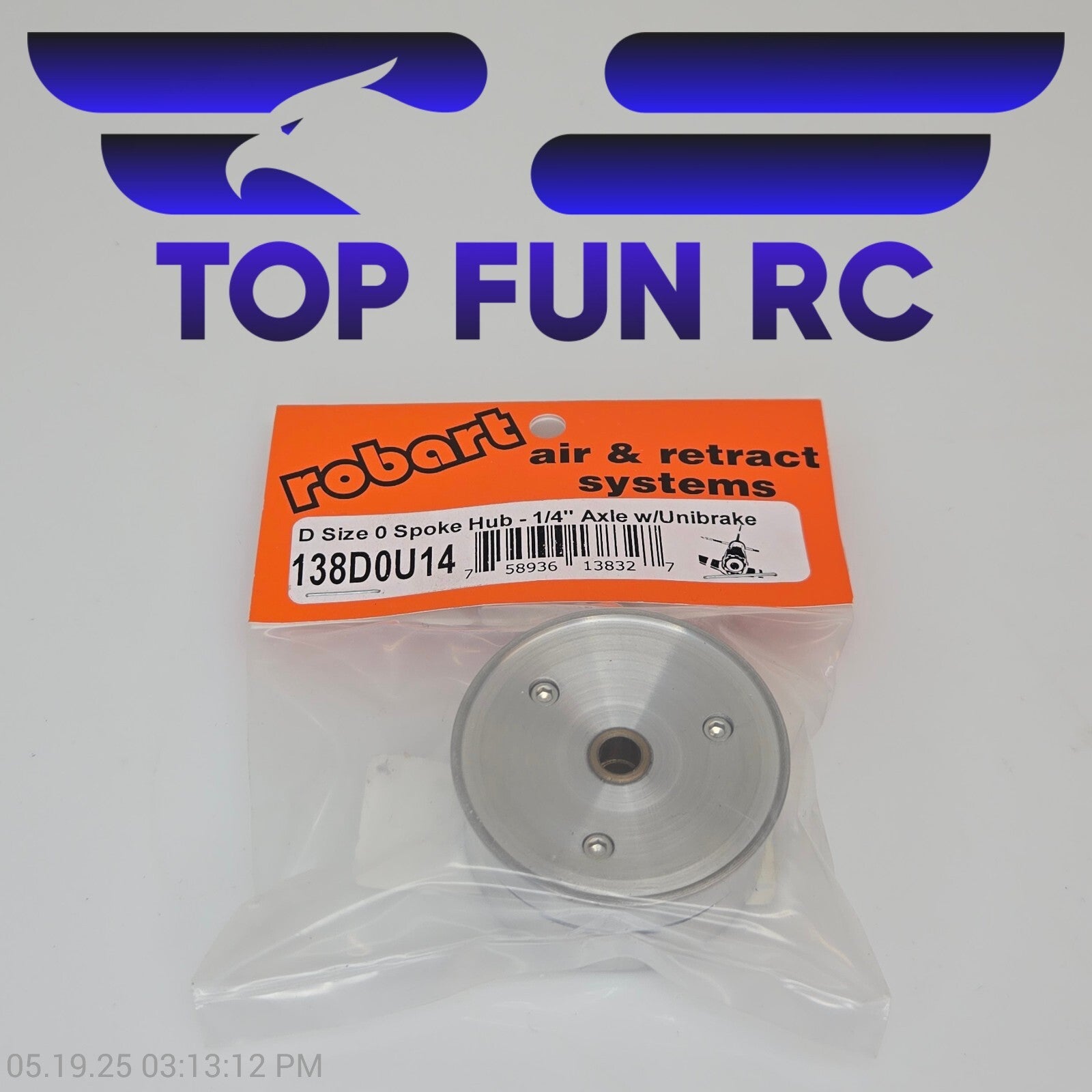 Robart RC 138D0U14 D Size 0 Spoke Hub-1/4" Axle w/Unibrake