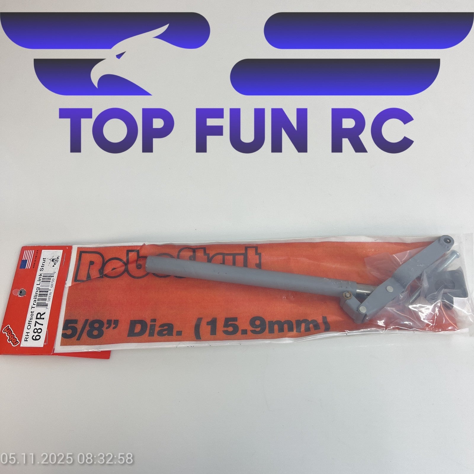 ROBART 687R-RH OFFSET TRAILING LINK STRUT FOR LARGE SCALE RC PLANES UP TO 55 LBS
