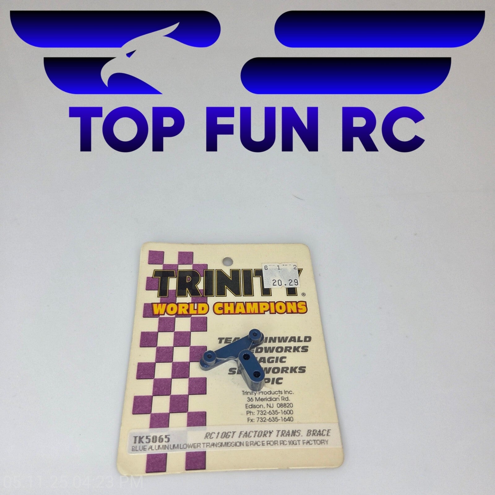 Trinity RC TK5065 RC10GT Factory Transmission Brace-Blue Aluminum