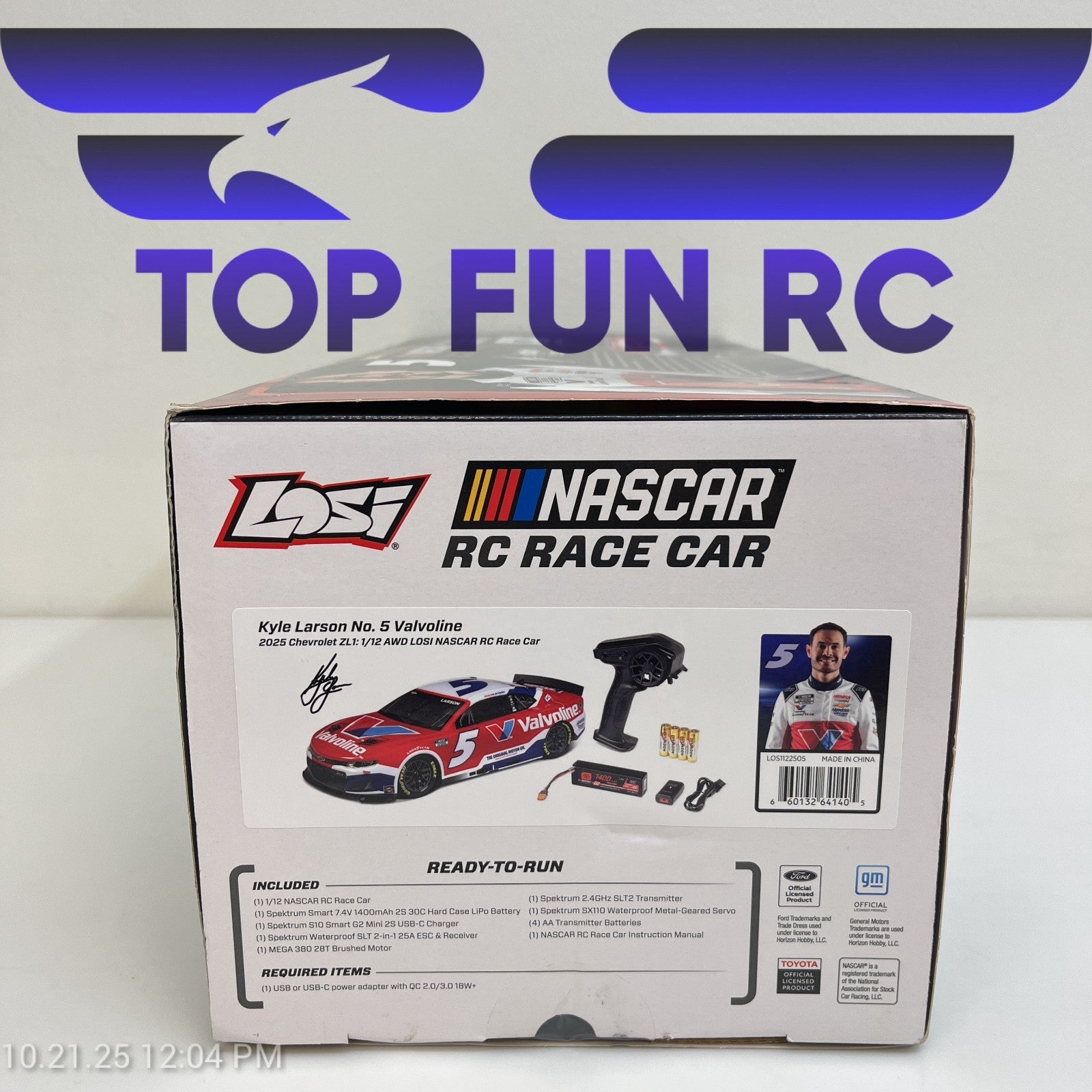 Losi RC Nascar 1/12 Scale #5 Kyle Larson Valvoline 2025 Chevrolet ZL1 RTR