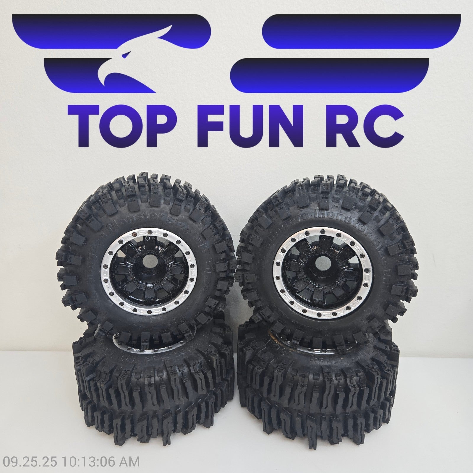 Raceline Monster 2.2 Beadlock Wheels & Tires Black & Silver