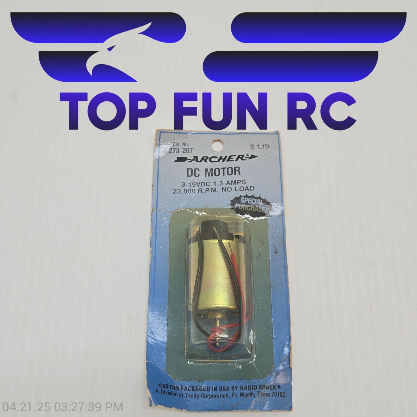 Archer RC 273-207 DC Motor 3-19VDC 1.3 Amps 23,000 RPM, No Load