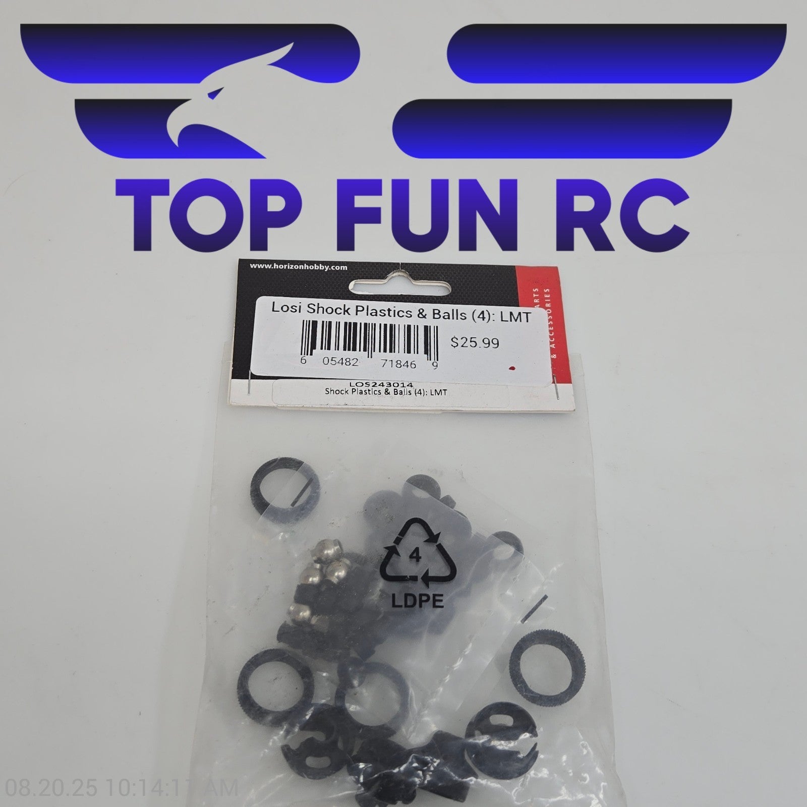 Losi LOS243014 Shock Plastics & Balls (4) For LMT