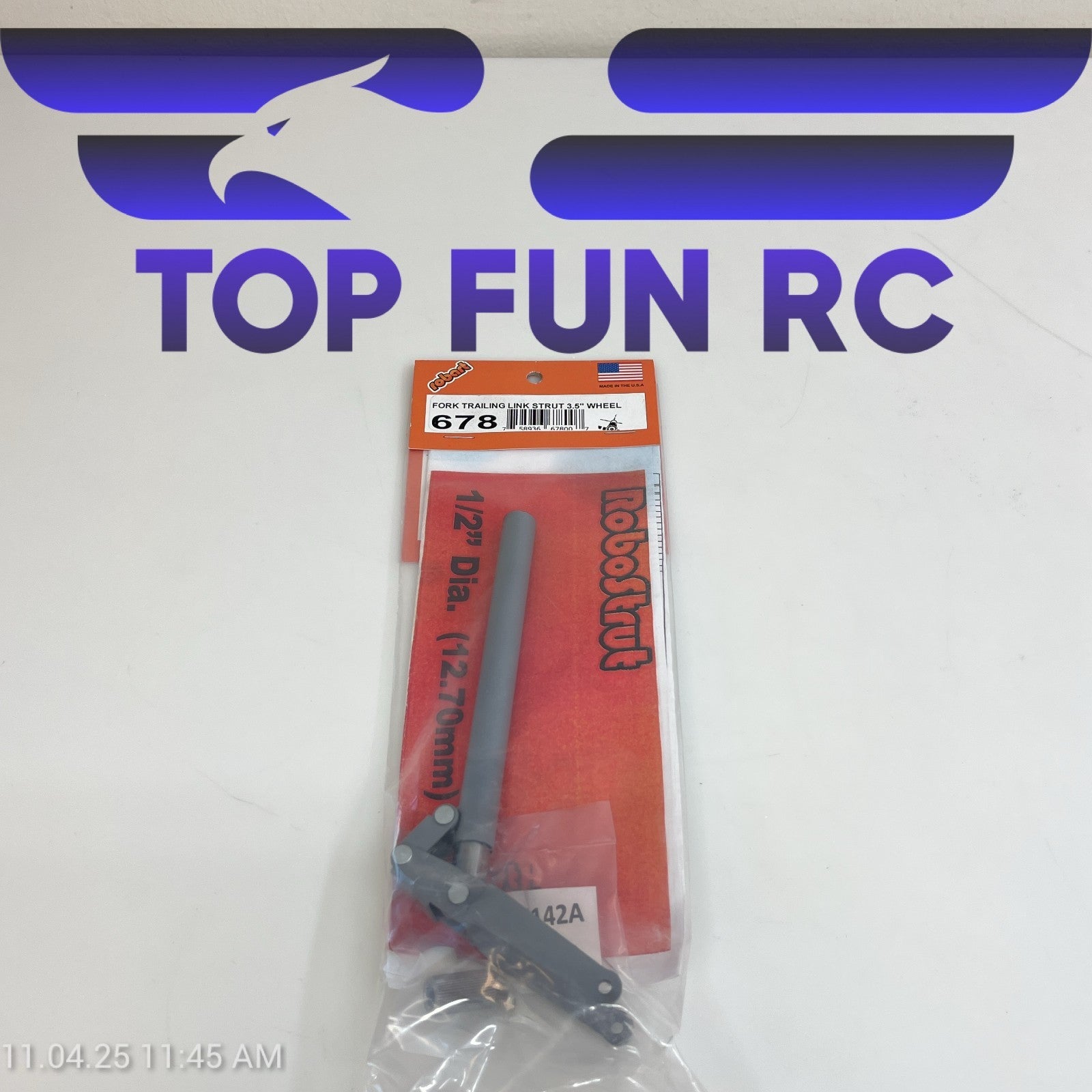 ROBART 678 FORK TRAILING LINK STRUT FOR RC AIRPLANES W/ 3.5" WHEEL