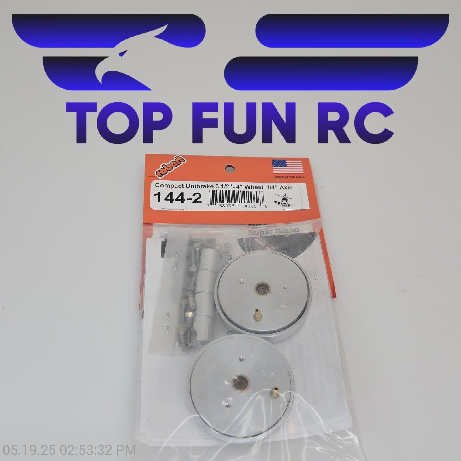 Robart RC 144-2 Compact Unibrake 3 1/2"-4" Wheel 1/4" Axle Air Brakes