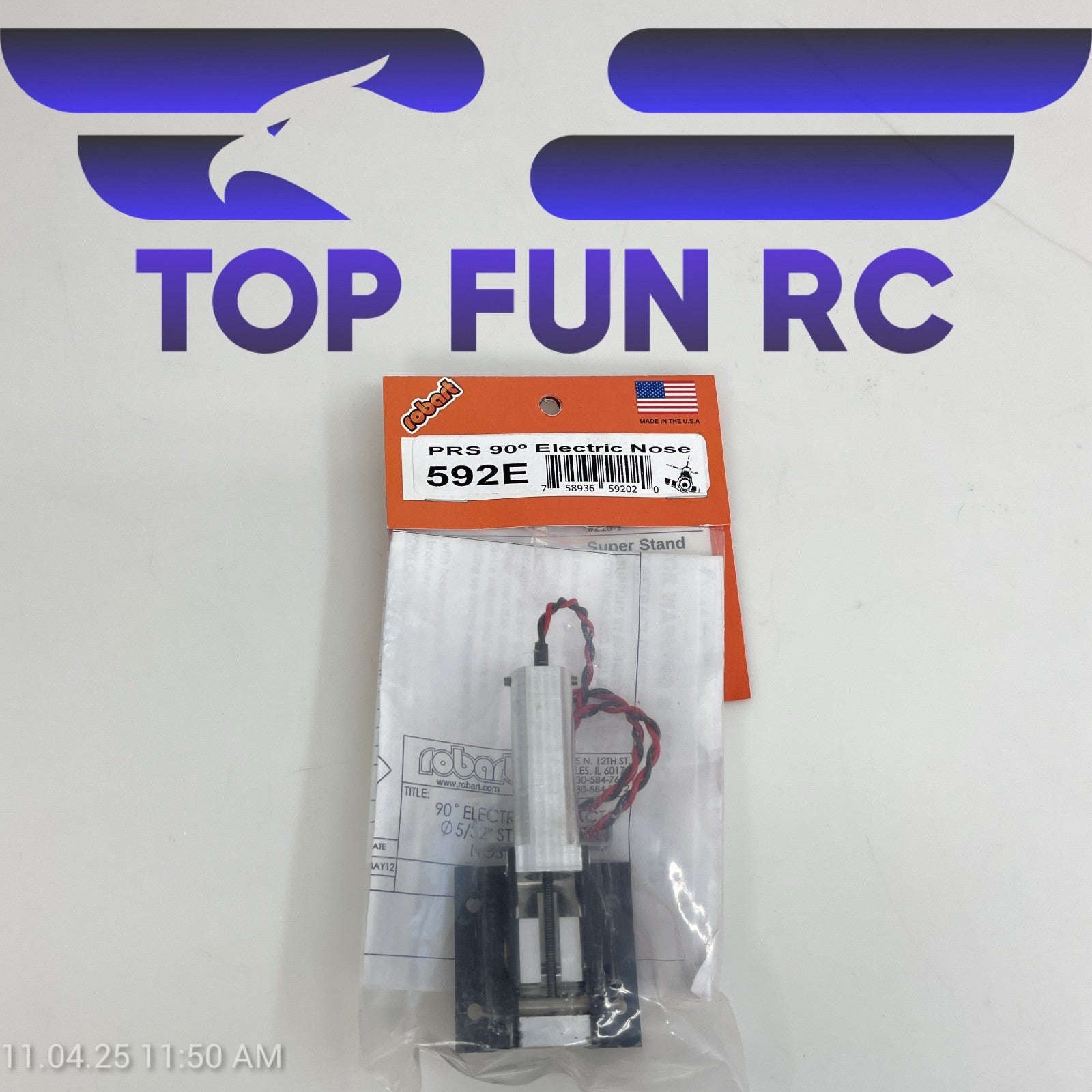 ROBART 592E PRS 90° ELECTRIC NOSE RETRACT FOR RC AIRPLANES 6-12 LBS LARGE SCALE