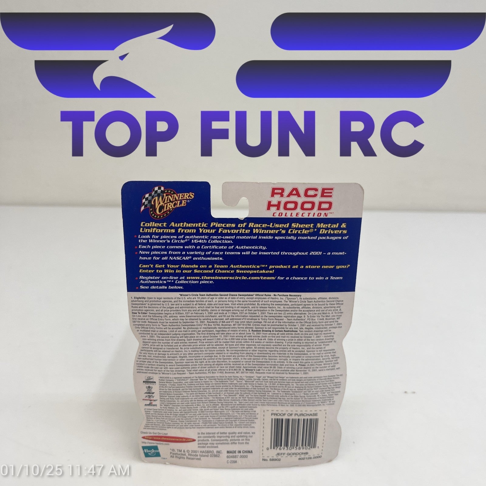 Winners Circle Race Hood Collection 2001 Jeff Gordon Dupont Racing Car