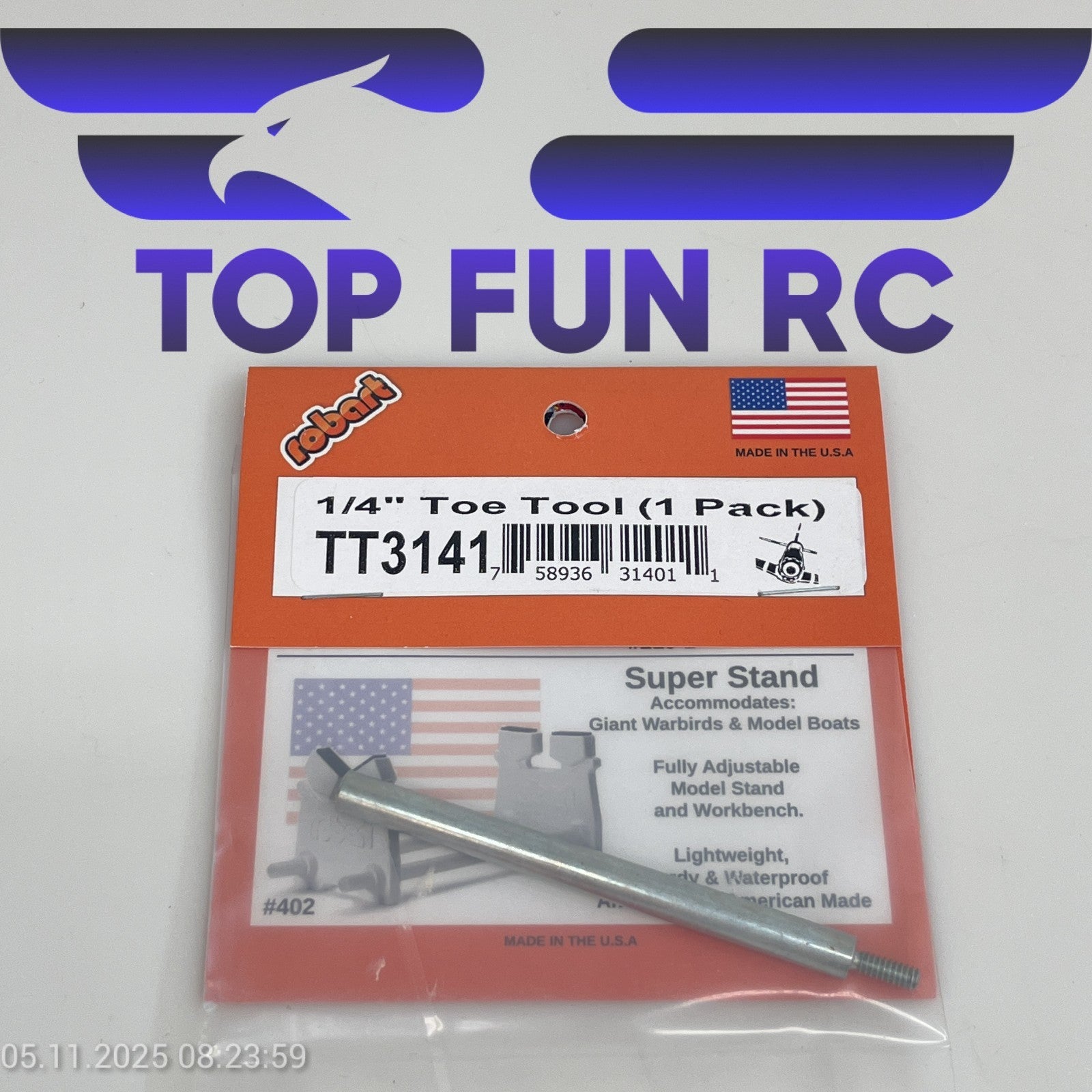 ROBART TT3141 1/4" TOE TOOL (1 PACK) FOR SQUARING UP AXLE & STRUTS FOR RC PLANES