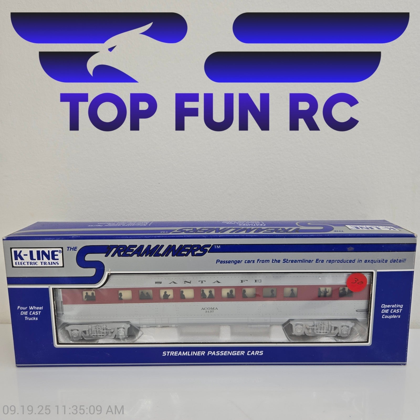 K-Line K4530-1474, K-4530-3137, K4530-3481 Santa Fe Passanger Cars x4