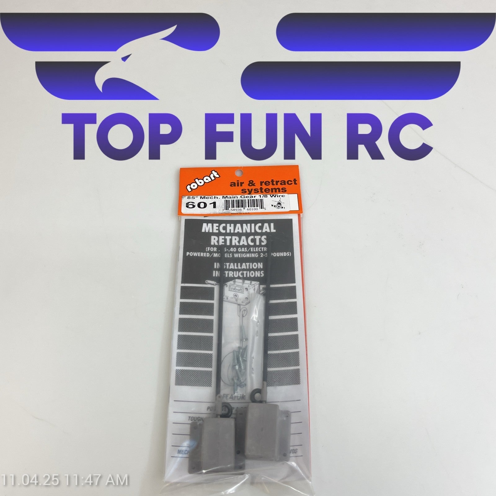 ROBART 601 85° MECHANICAL MAIN RETRACTS FOR .15-.40 SIZE AIRCRAFT CLASS-