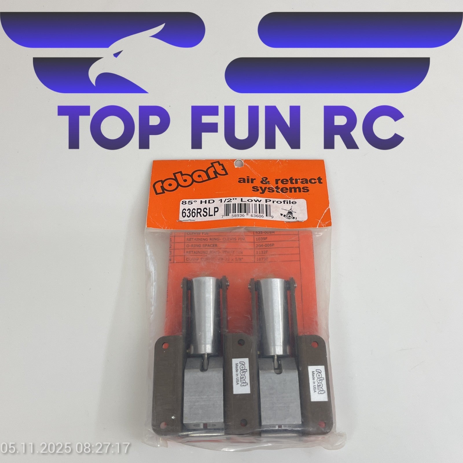 ROBART 636RSLP 85° HD 1/2" LOW PROFILE RETRACTS FOR RC AIRPLANES UP TO 32 LBS