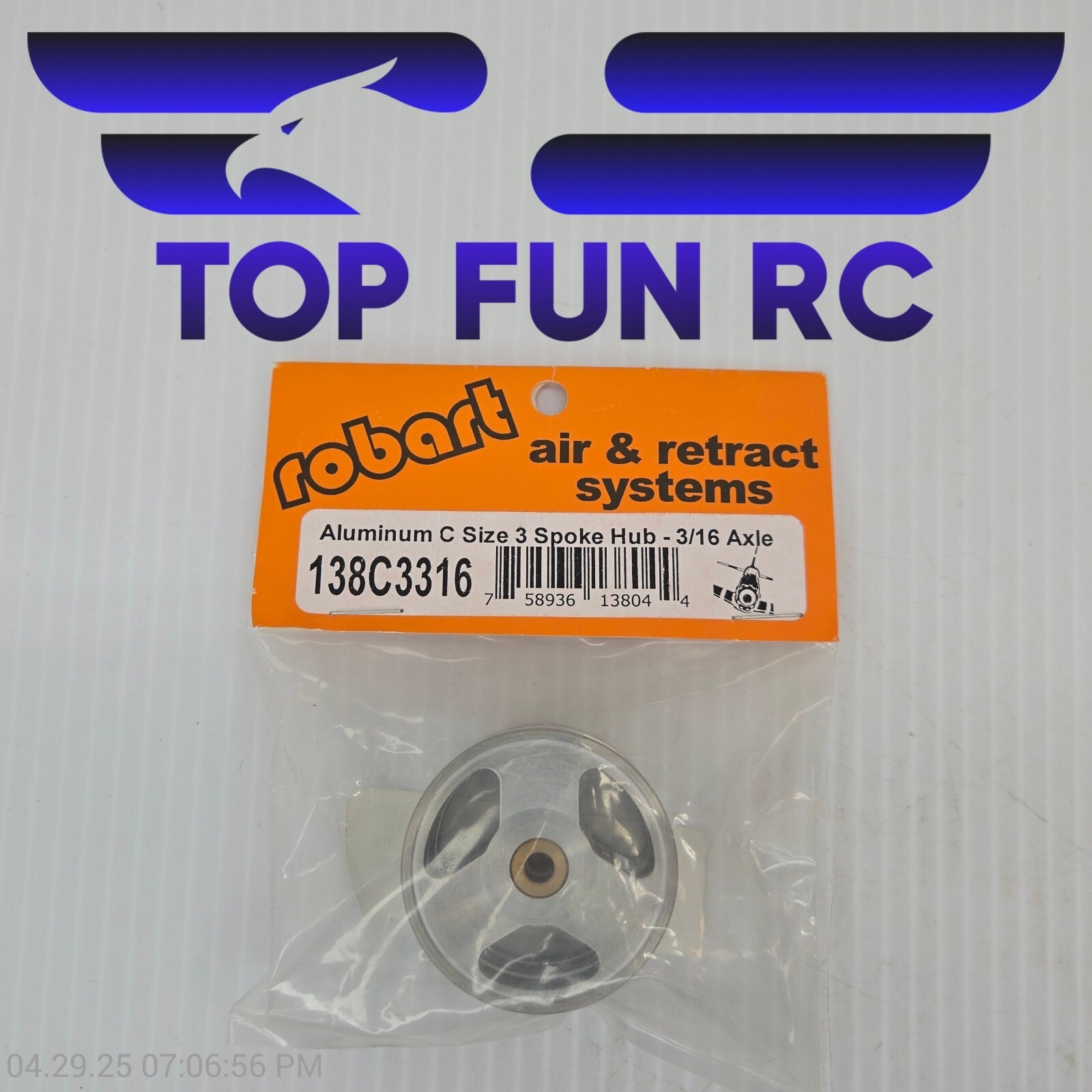 Robart RC 138C3316 Aluminum C Size 3 Spoke Hub-3/16 Axle