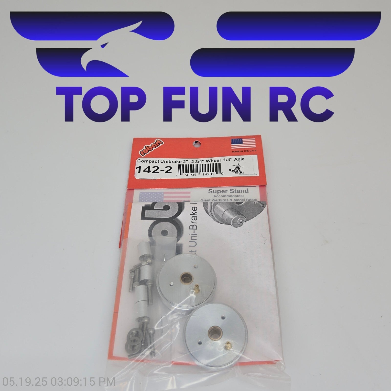 Robart RC 142-2 Compact Unibrake 2"-2 3/4" Wheel 1/4" Axle