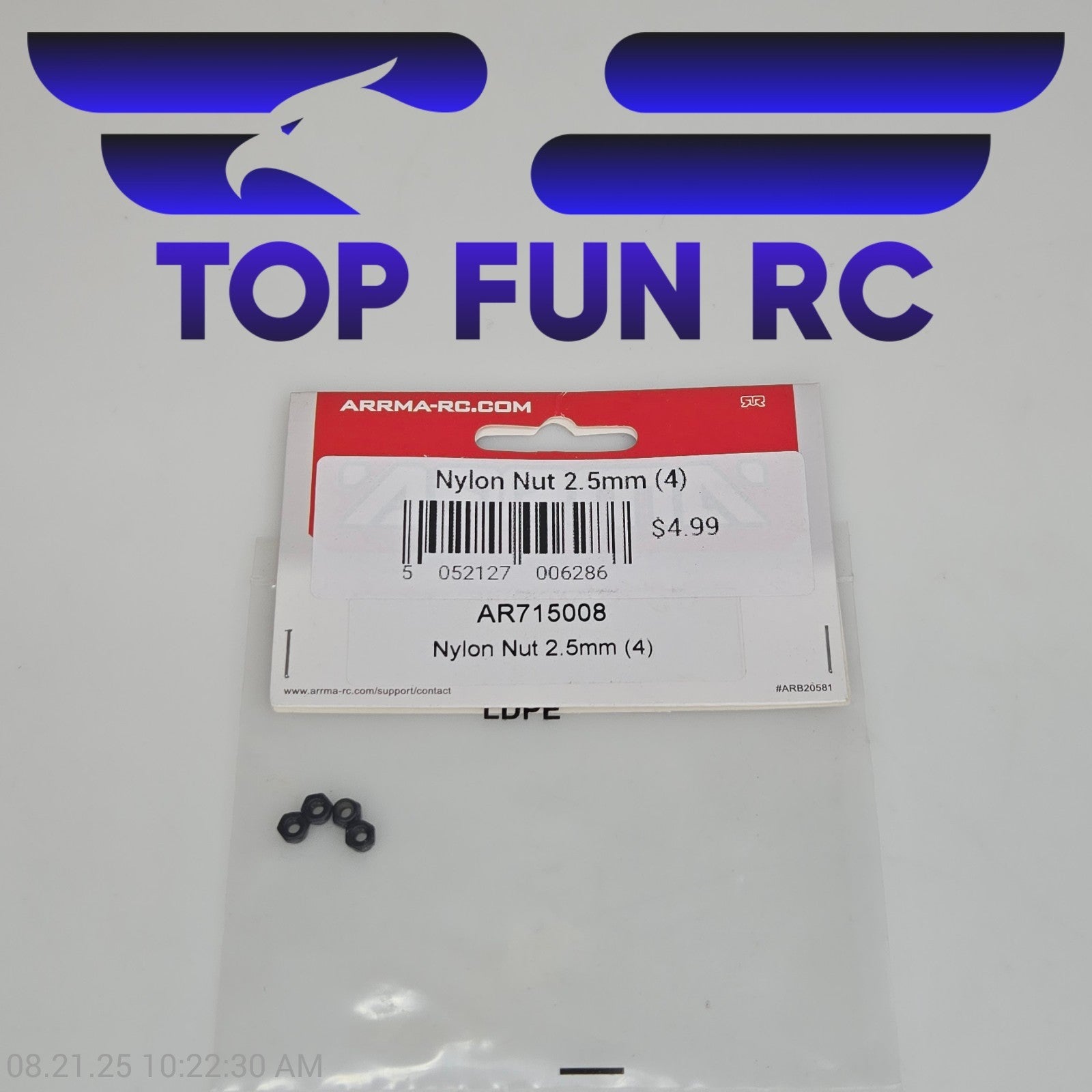 Arrma AR715008 Nylon Nut 2.5mm (4)