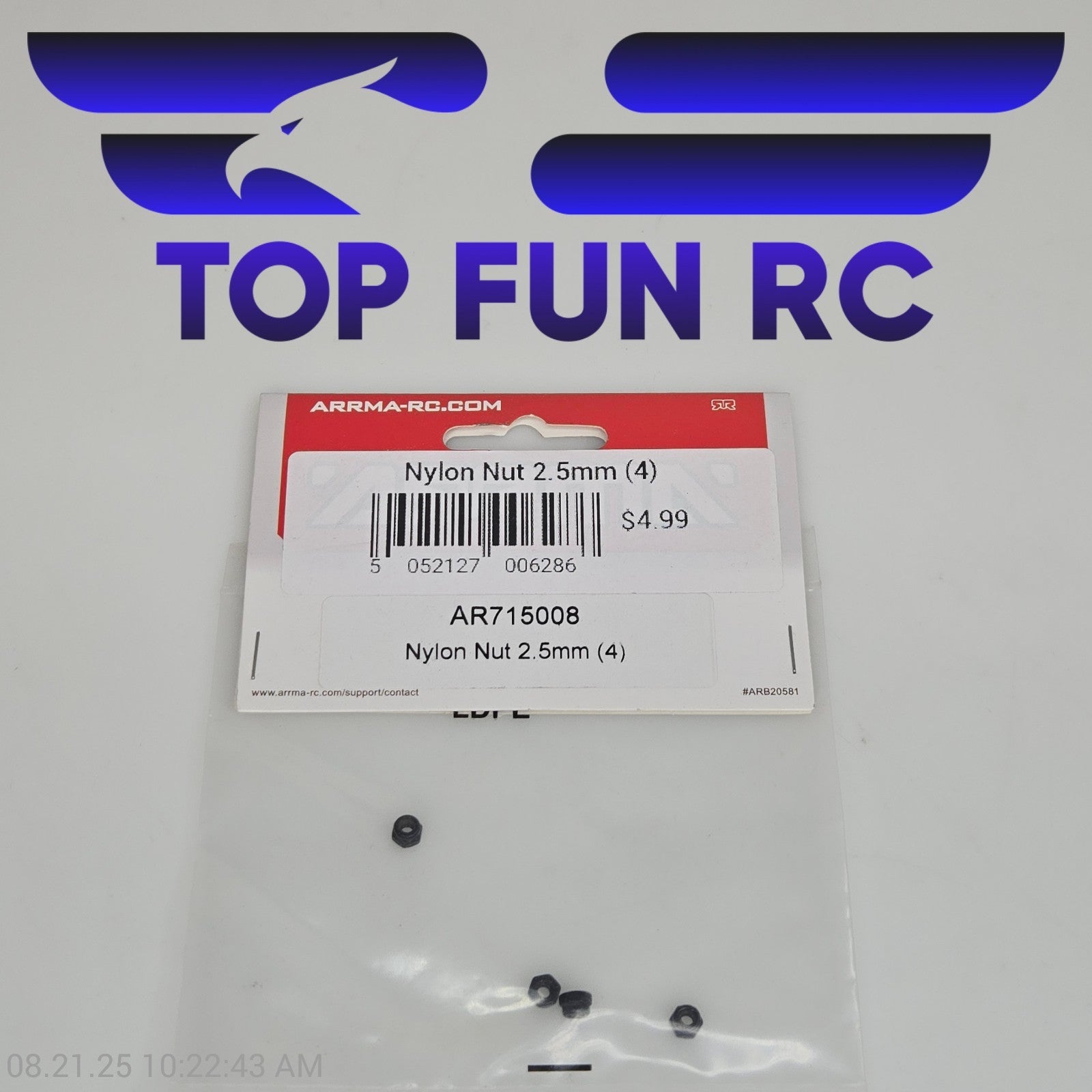 Arrma AR715008 Nylon Nut 2.5mm (4)