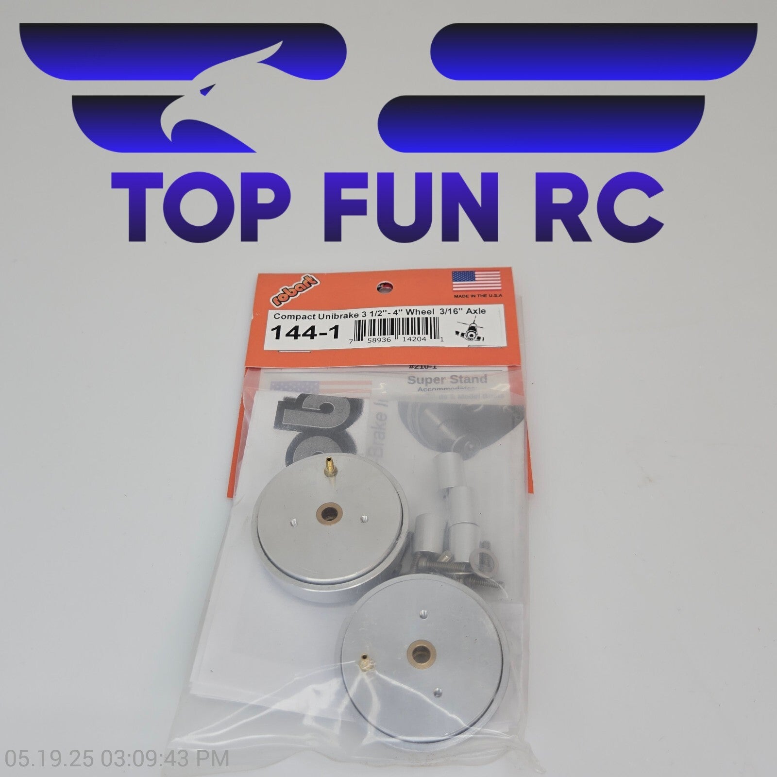 Robart RC 144-1 Compact Unibrake 3 1/2"-4" Wheel 3/16" Axle Air Brakes