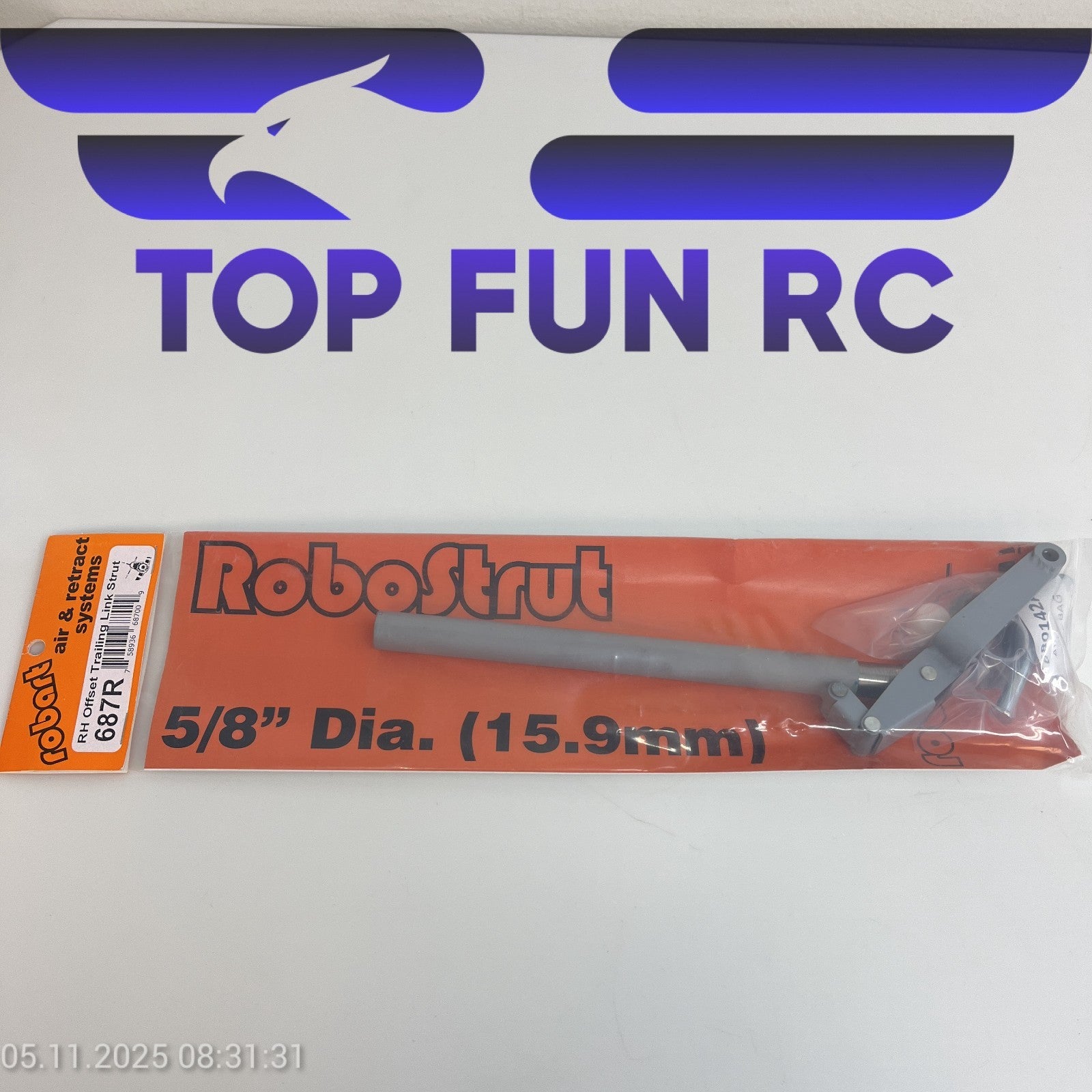 ROBART 687R-RH OFFSET TRAILING LINK STRUT FOR LARGE SCALE RC PLANES UP TO 55 LBS