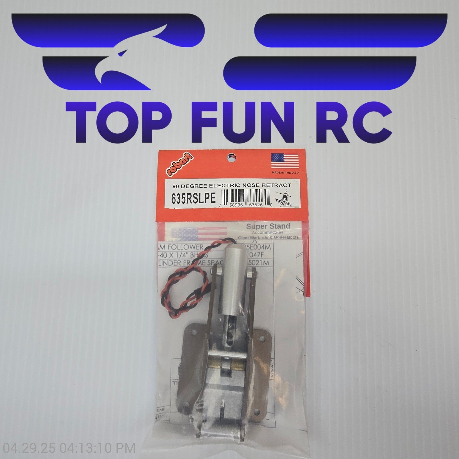 Robart RC 635RSLPE 90 Degree Electric Nose Retract For Planes Up To 32Lbs