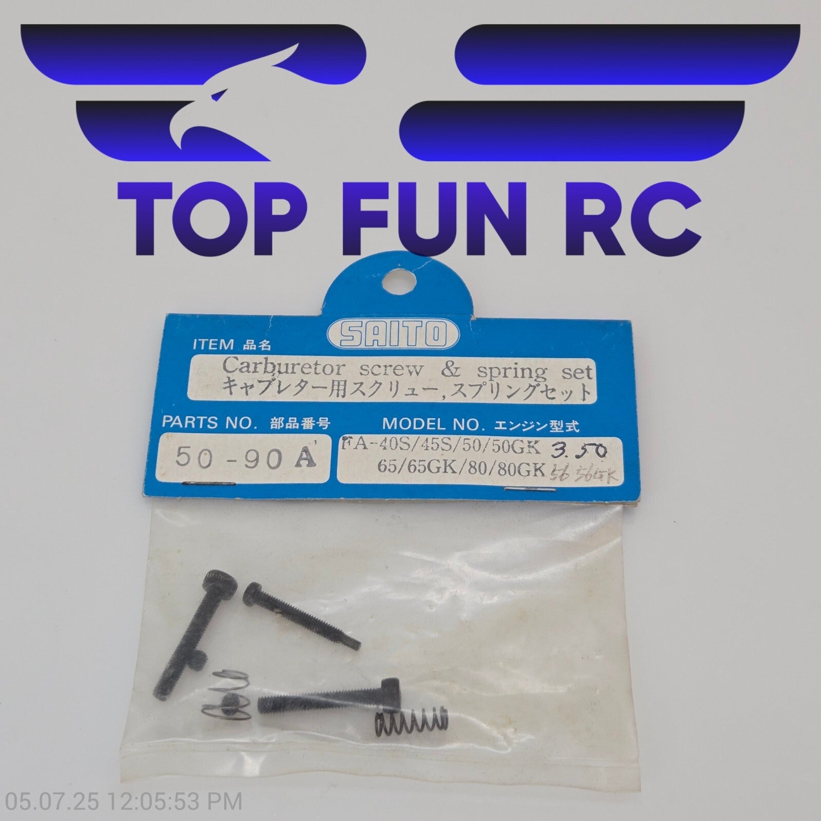 Saito 50-90A Carburetor Screw & Spring Set For FA-40S/45S/50/50GK/65/65GK/80/80