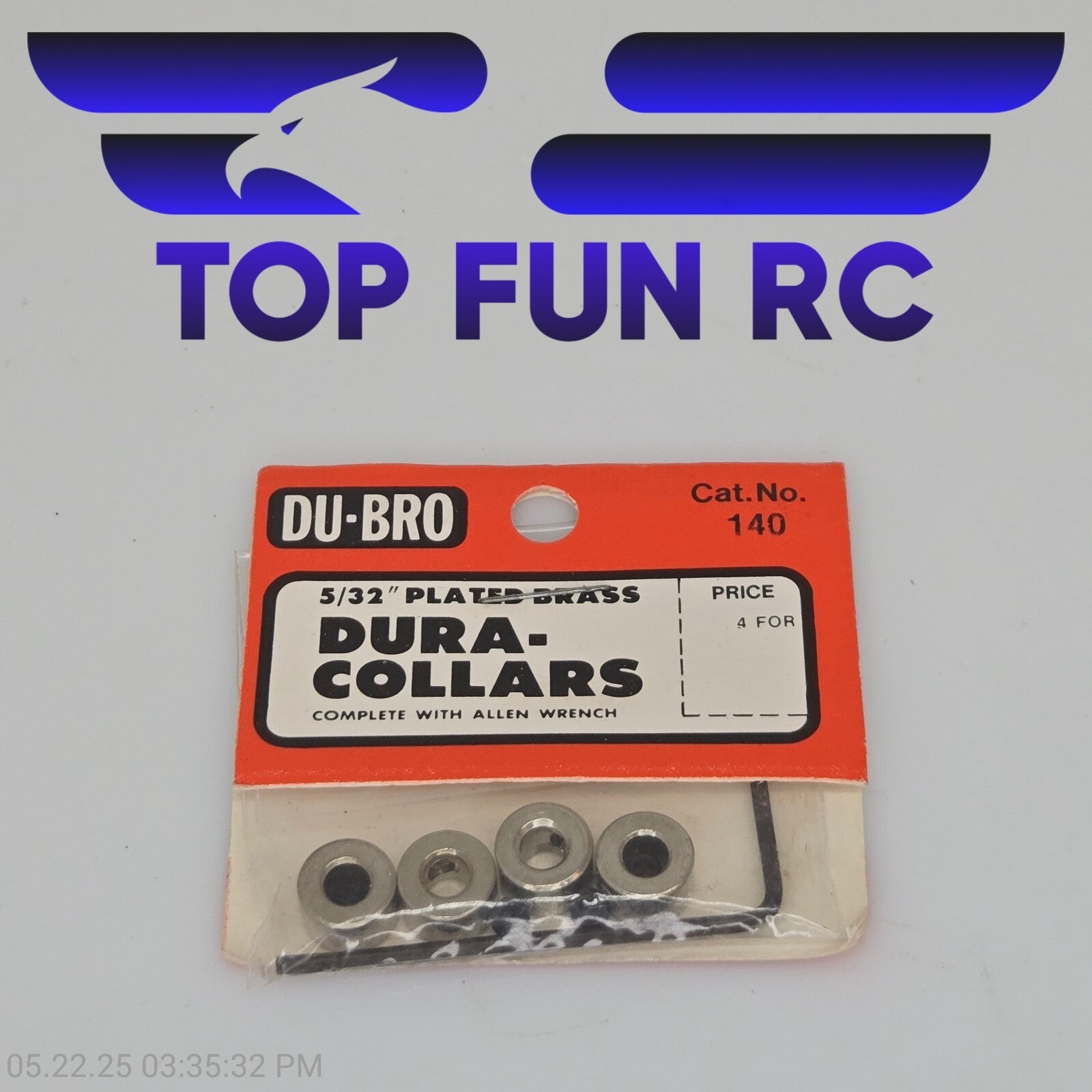 Du-Bro RC #140 5/32 Inch Plated Brass Dura-Collars