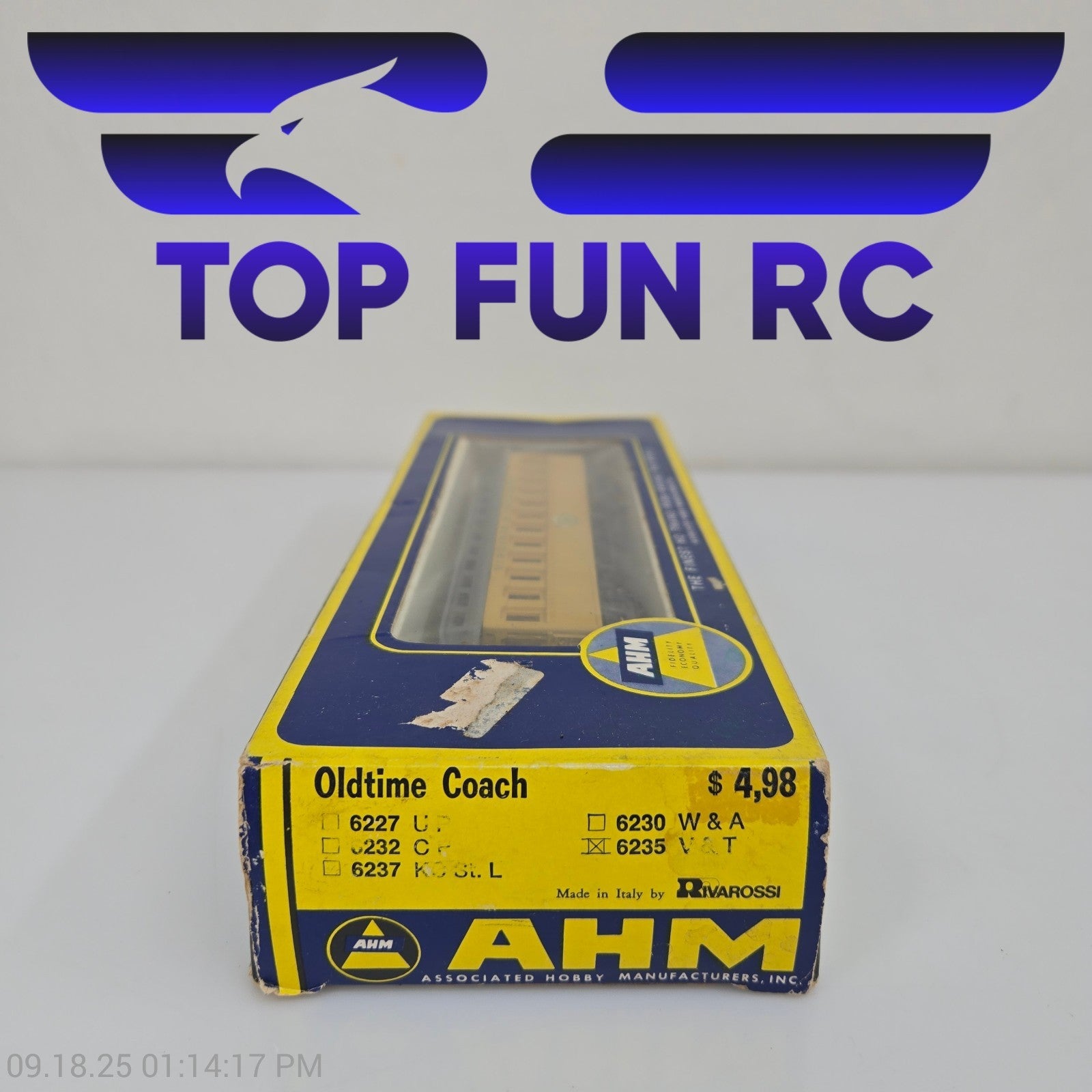 AHM HO Scale 6235 V&T Oldtime Coach Car