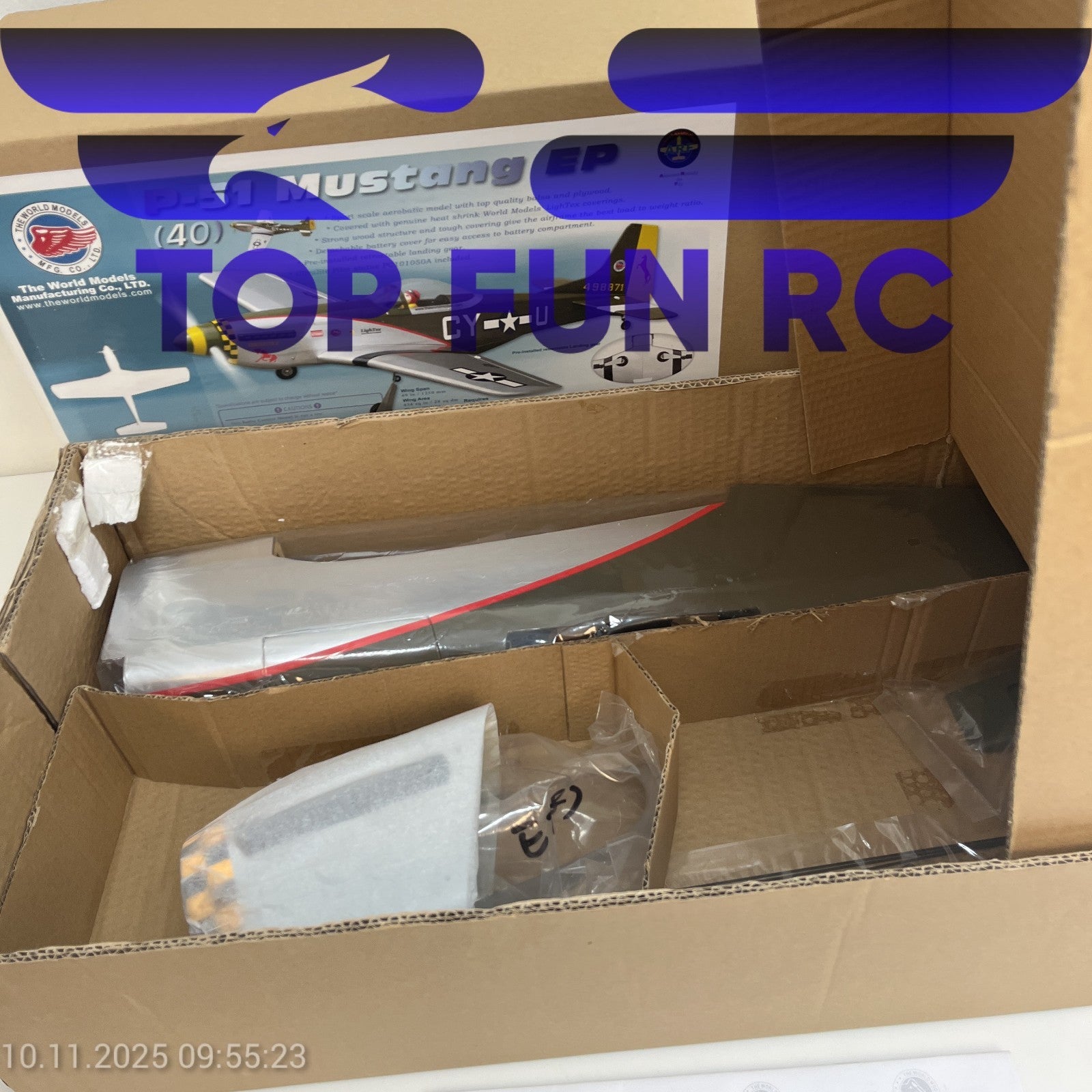 THE WORLDS MODELS P-51 MUSTANG EP (40) WARBIRD COLOR MODEL AIRCRAFT KIT ARF