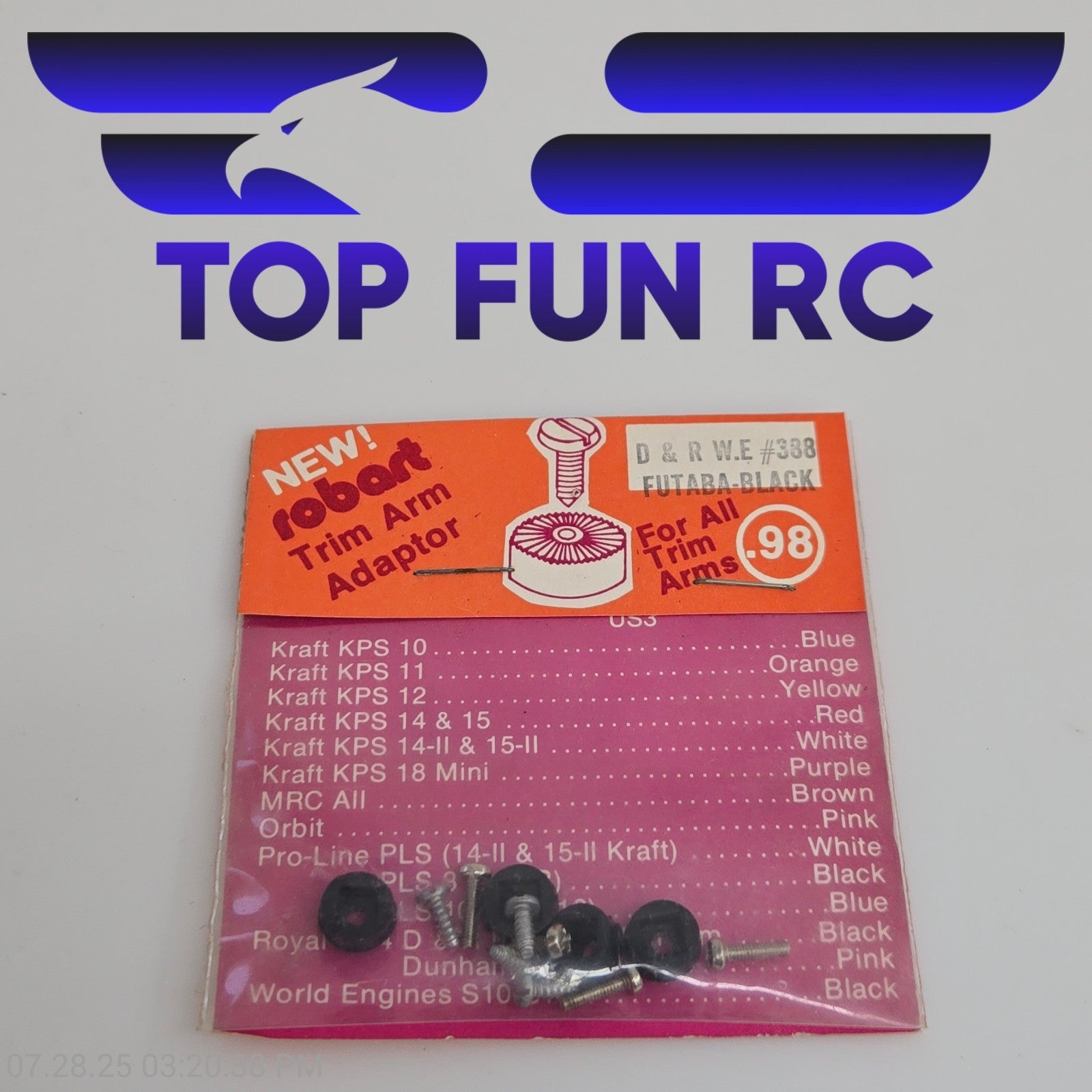 Robart #388 Futaba-Black Trim Arm Adaptor For All Trim Arms .98