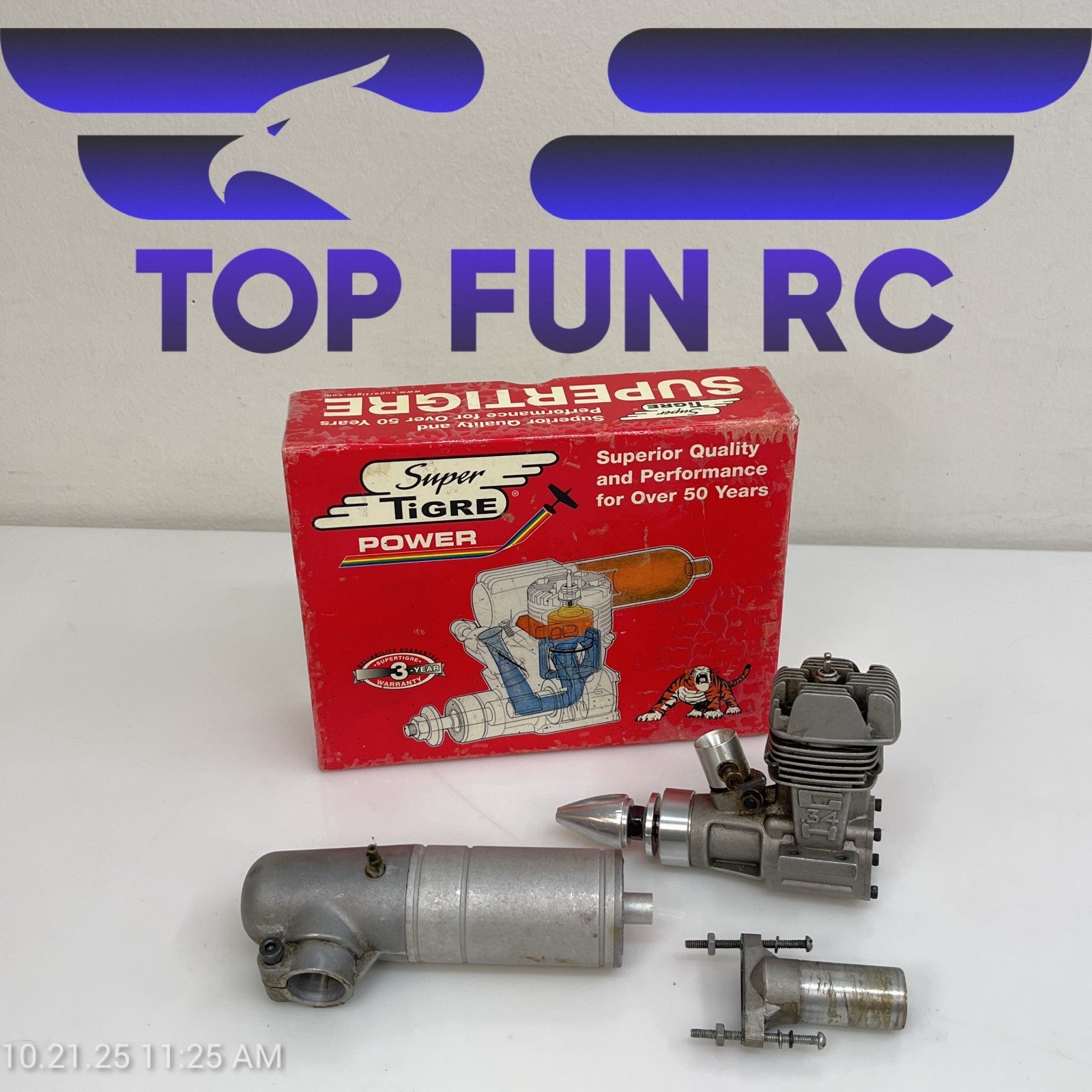 Super Tigre SUPG0805 11004299 G34 C/L Engine w/ Silent Muffler For Planes & Heli