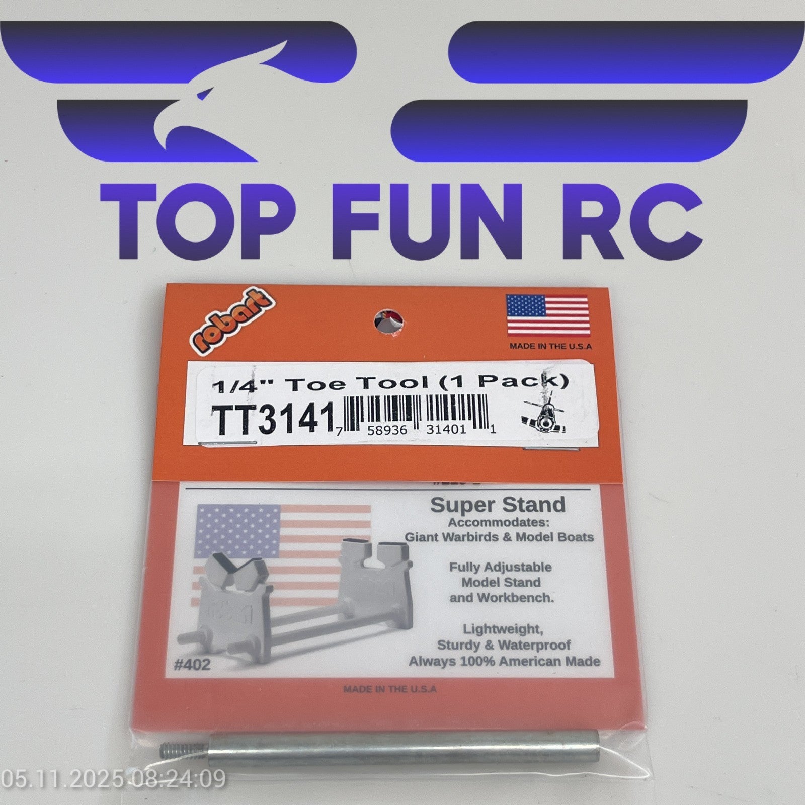 ROBART TT3141 1/4" TOE TOOL (1 PACK) FOR SQUARING UP AXLE & STRUTS FOR RC PLANES