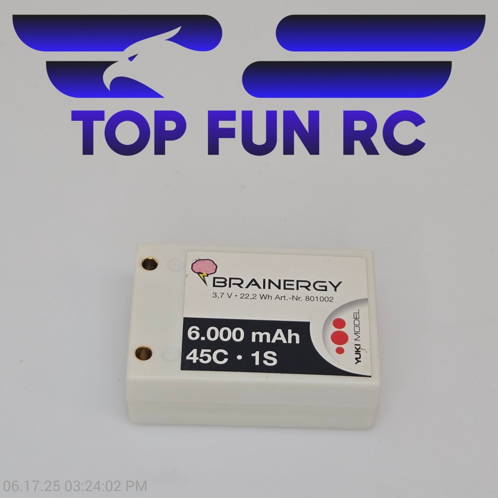 Yuki Model Brainergy 6000MAH 3.7V 1S 45C Lipo Battery