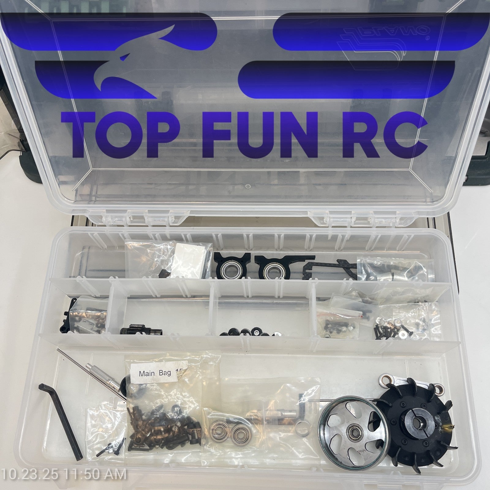 Assorted RC Parts For Align Helicopters w/ Multi Layer Case