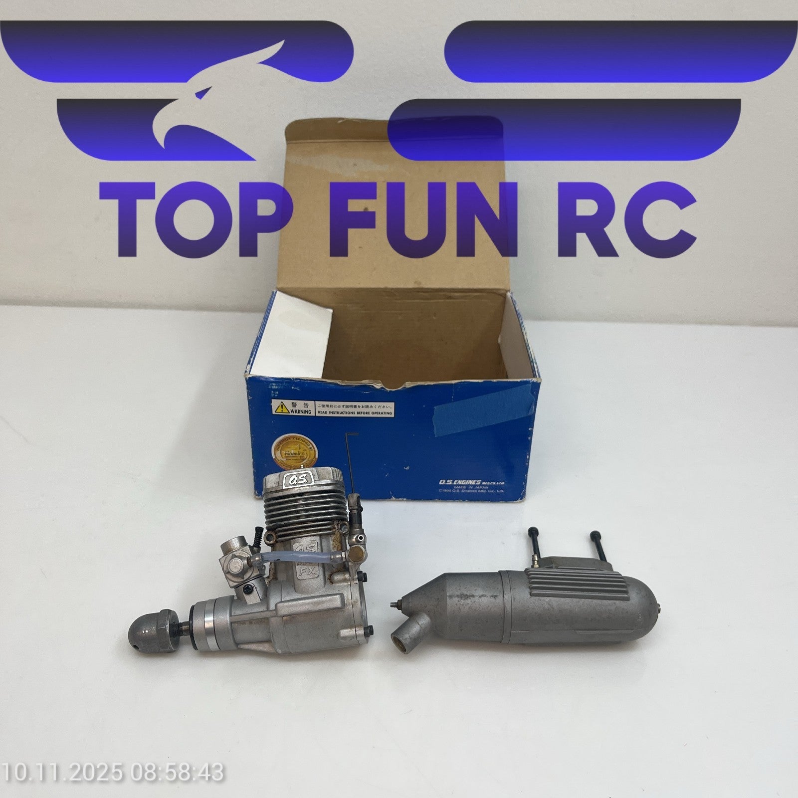 OS MAX FX .61 2-STROKE NITRO AIRPLANE ENGINE W/ MUFFLER & ORIGINAL BOX