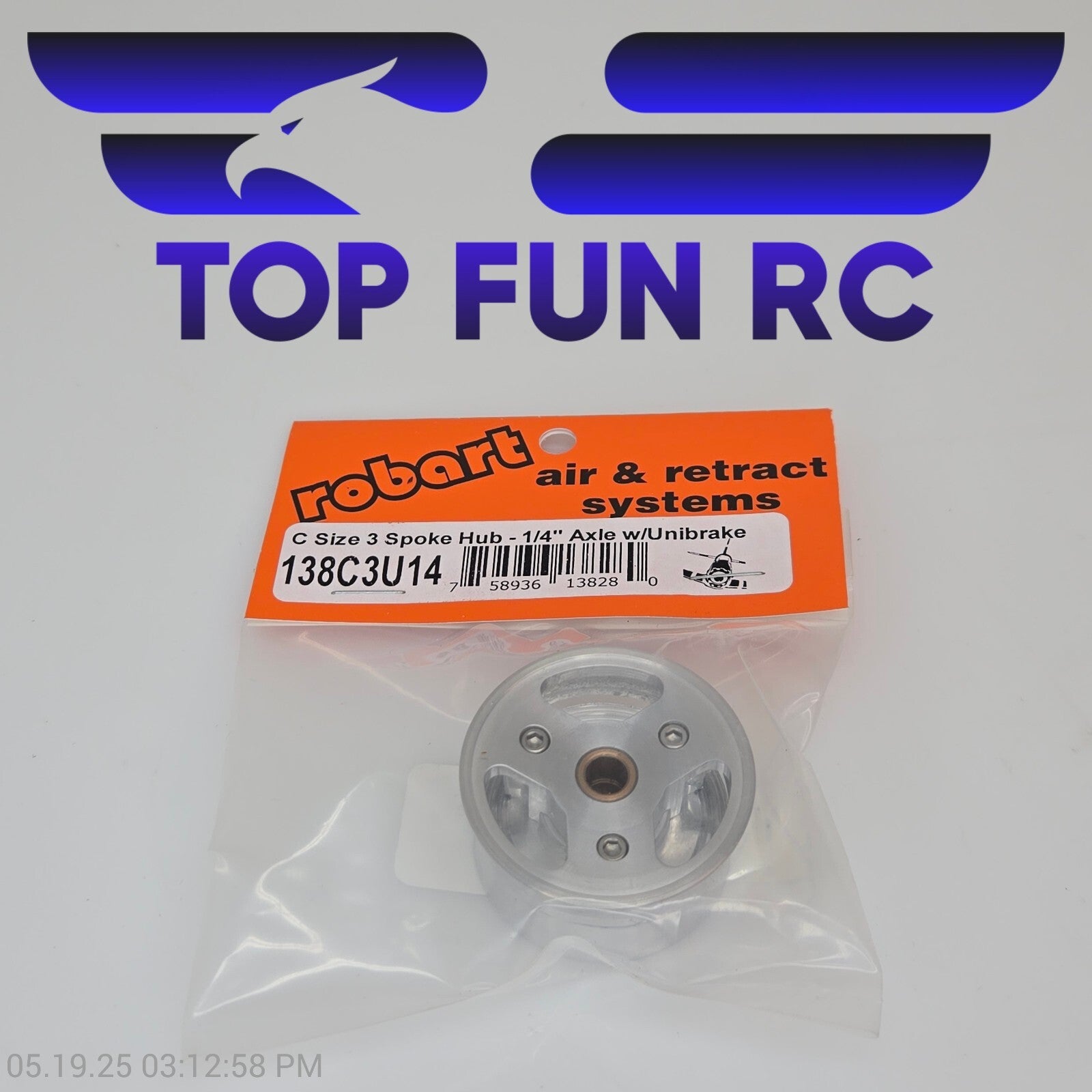 Robart RC 138C3U14-C Size 3 Spoke Hub-1/4" Axle w/ UniBrake