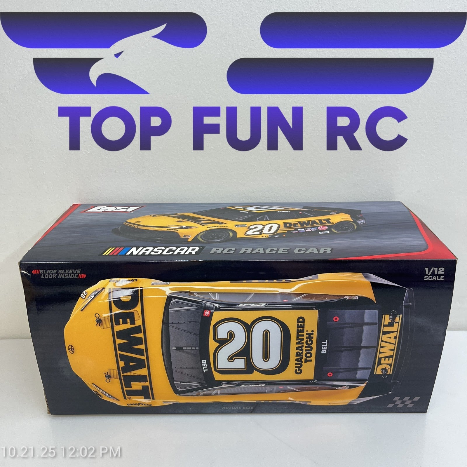 Losi RC Nascar 1/12 Scale #20 Christopher Bell Dewalt 2025 Toyota Camry XSE RTR