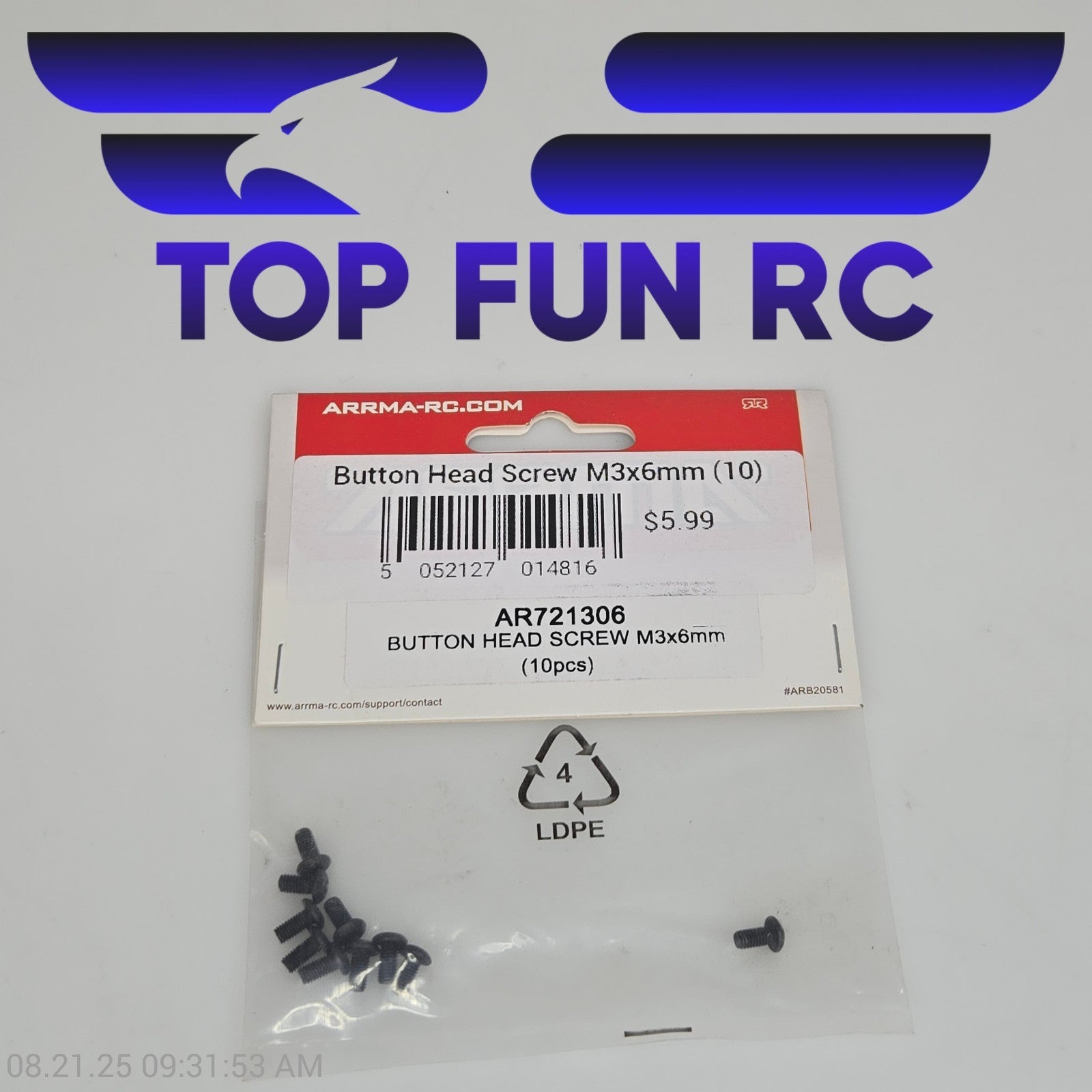 Arrma AR721306 Button Head Screw M3x6mm (10pcs)
