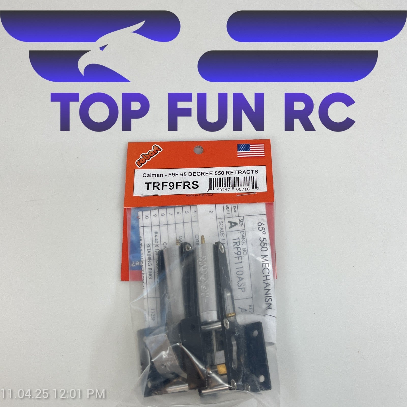 ROBART TRF9FRS 65° 550 RETRACTS FOR CAIMAN F9-F AIRPLANE