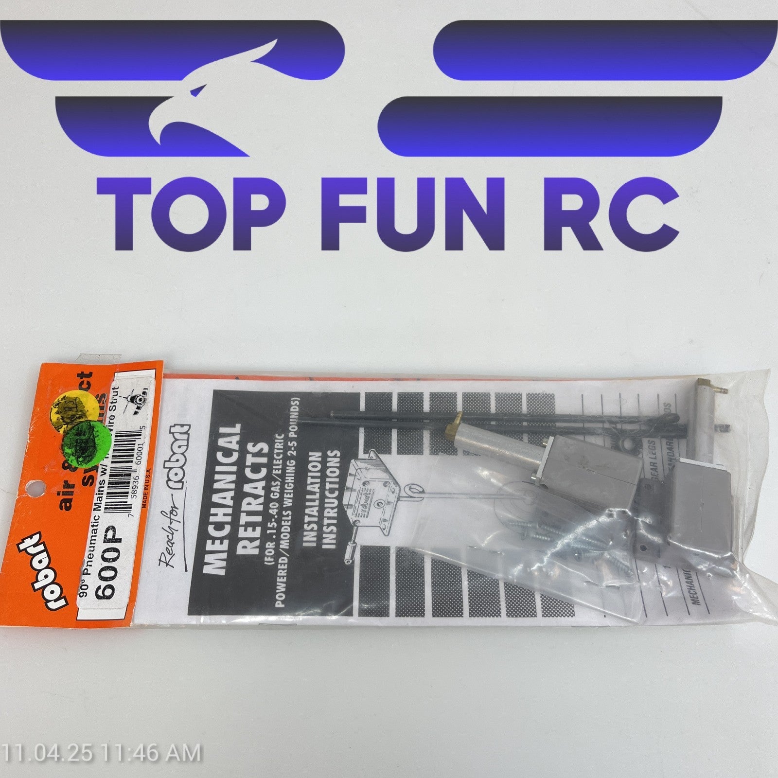 ROBART 600P 90° PNEUMATIC MINI SPRING MAINS FOR .45-.75 AIRCRAFT CLASS SIZE