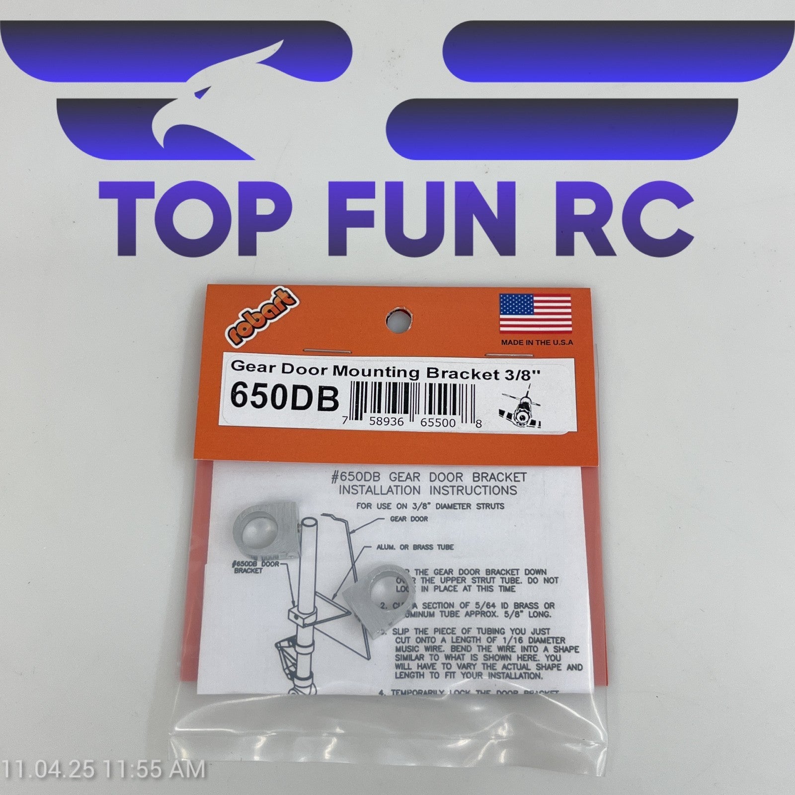 ROBART 650DB GEAR DOOR MOUNTING BRACKET 3/8" FOR RC AIRPLANES 5-12 LBS