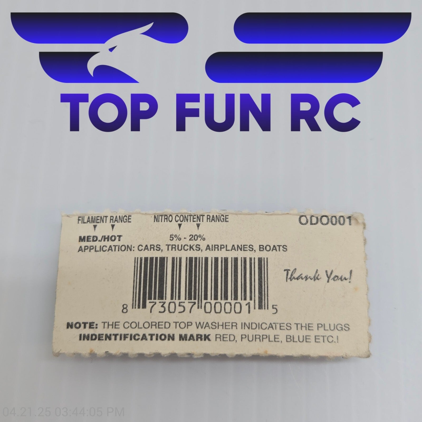 O'Donnell Super Sport RC ODO001 Nitro Content 5-20% Glow Plug Med/Hot